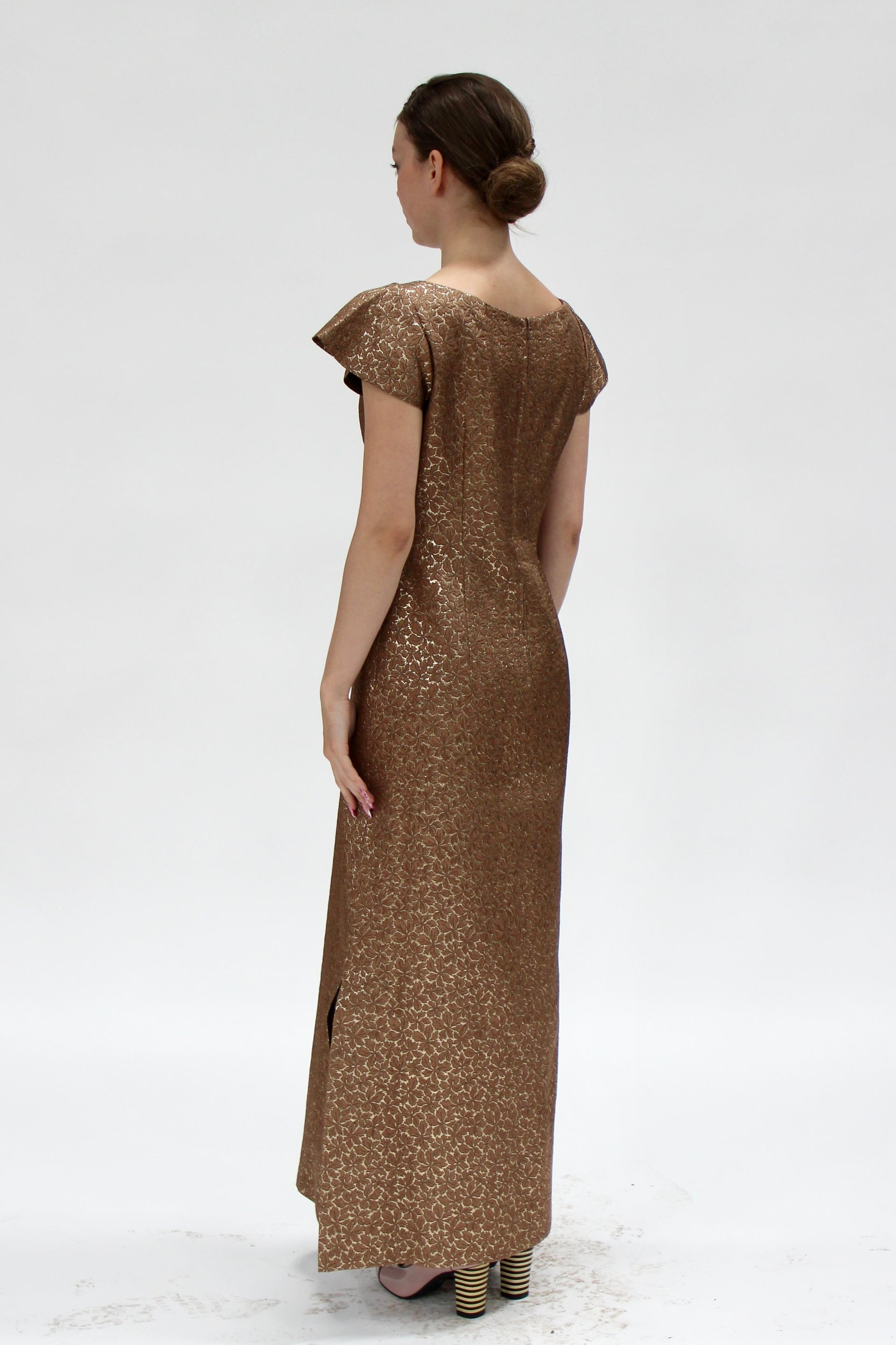 1960s Vintage Brocade Maxi Dress // Size S/M