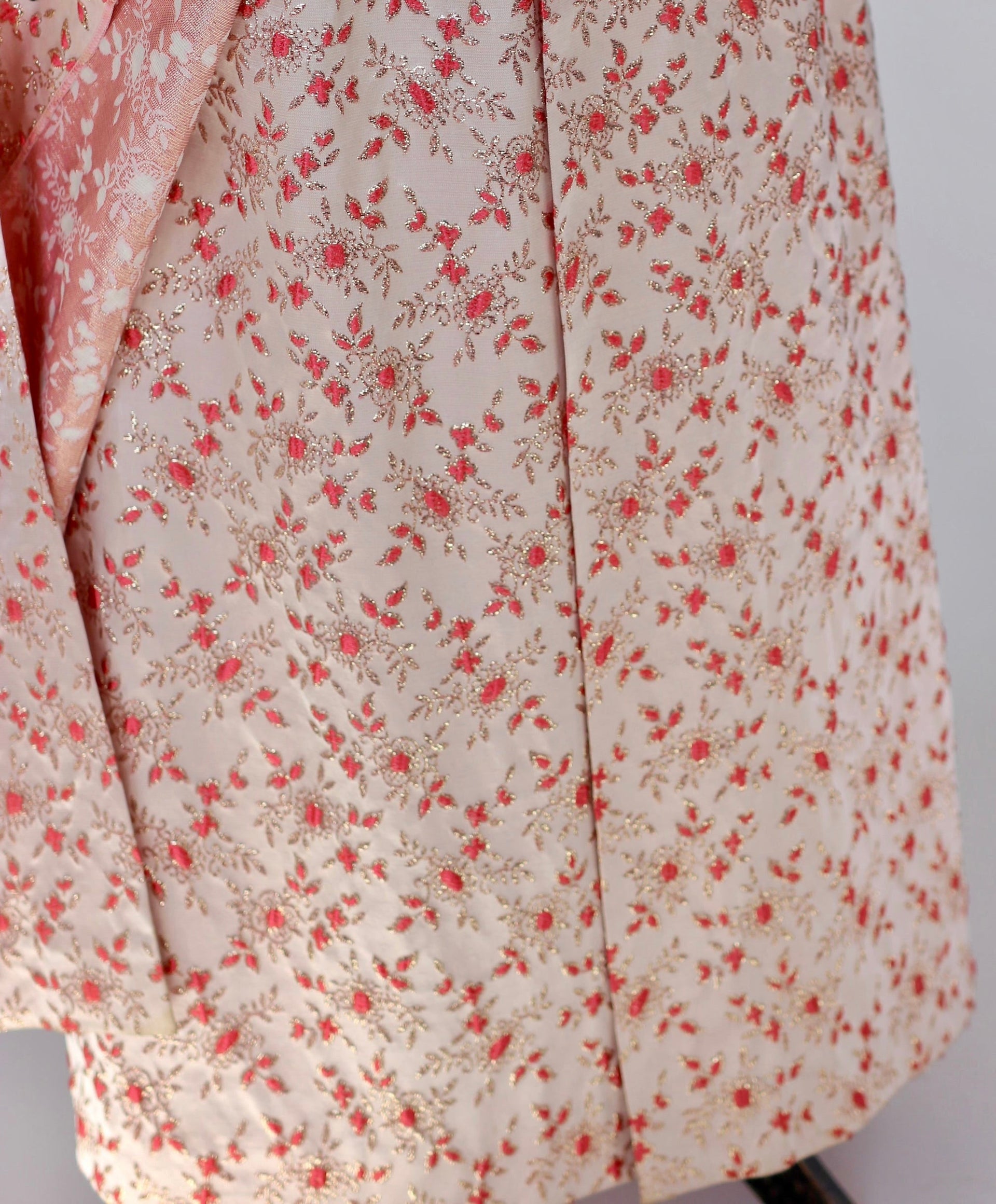 1950s 1960s Pink Brocade Maxi Dress//Size L