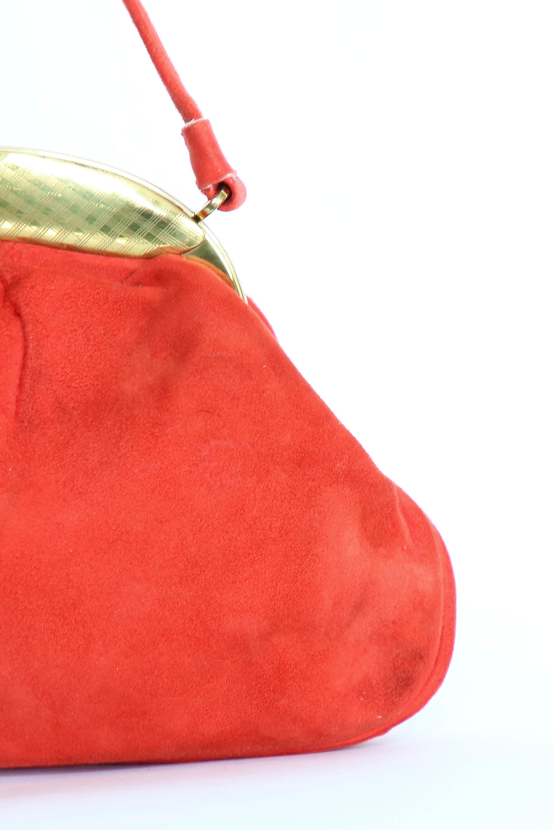 1940s Bright Red Suede Leather Purse