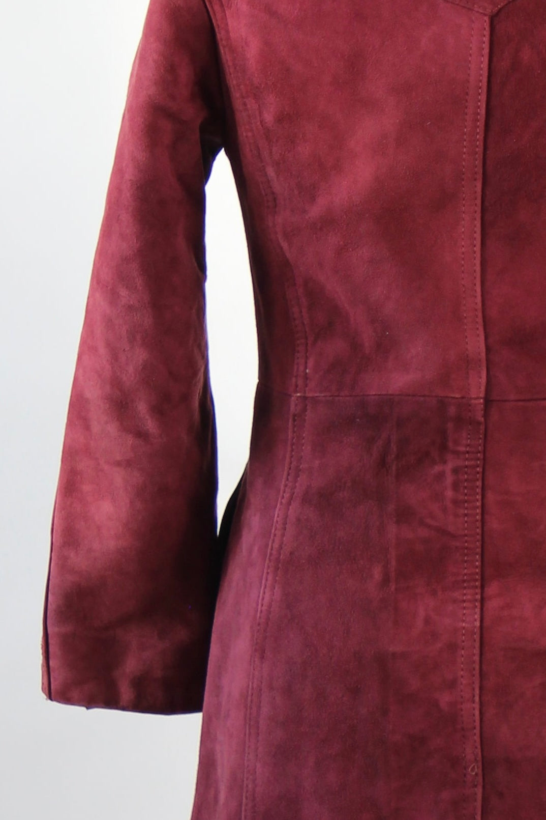 1960s Vintage Burgundy Suede Leather Coat // Size M