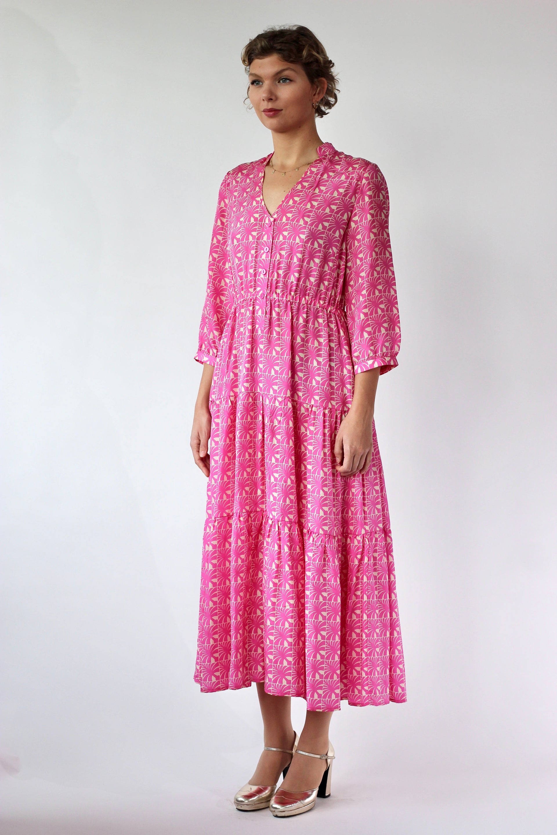 Vintage Pink Silk Dress//Danish Design//Size M