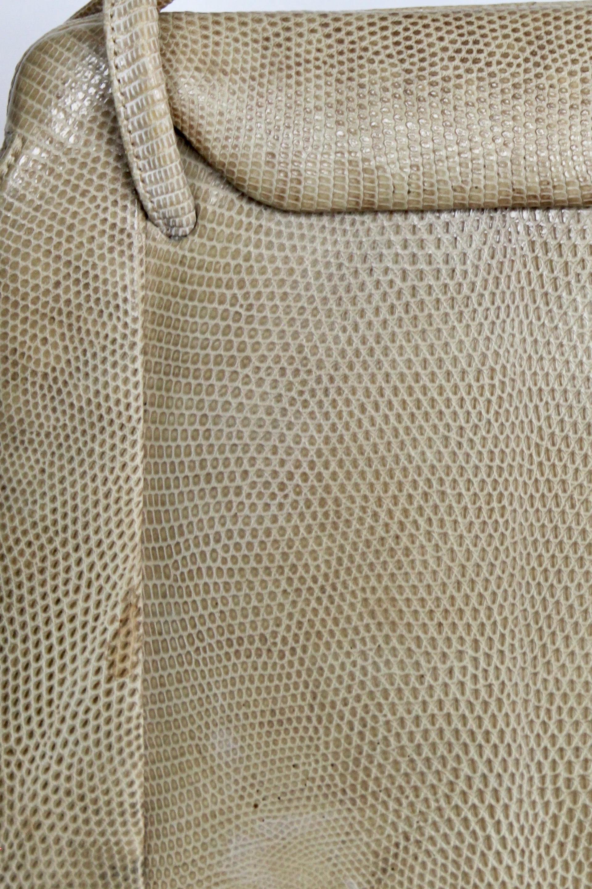 1950s Vintage Beige Lizard Leather Top Handle Bag/Purse