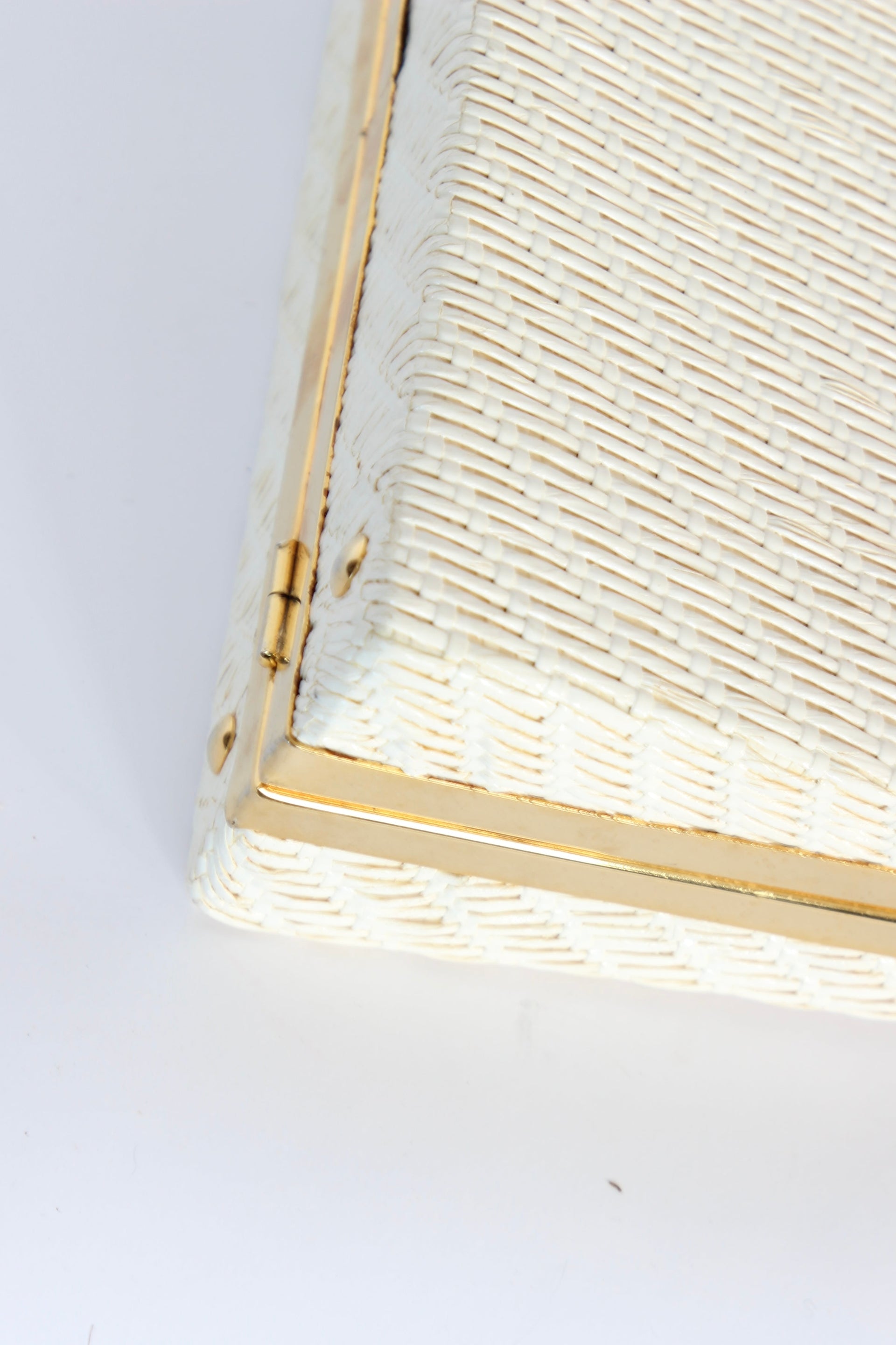 1960s Ivory Straw Top Handle Bag / Purse