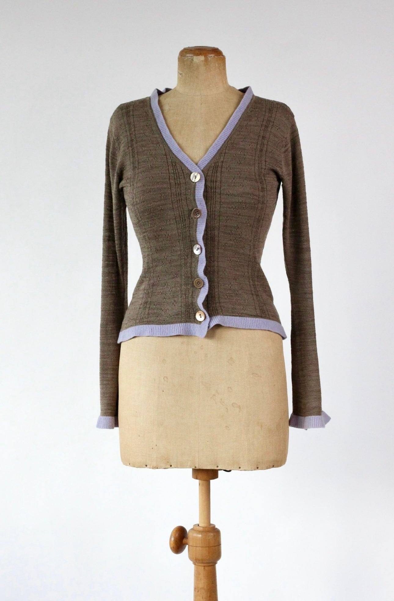 Y2K Vintage Brown Knitted Cardigan//Danish Design//Size S