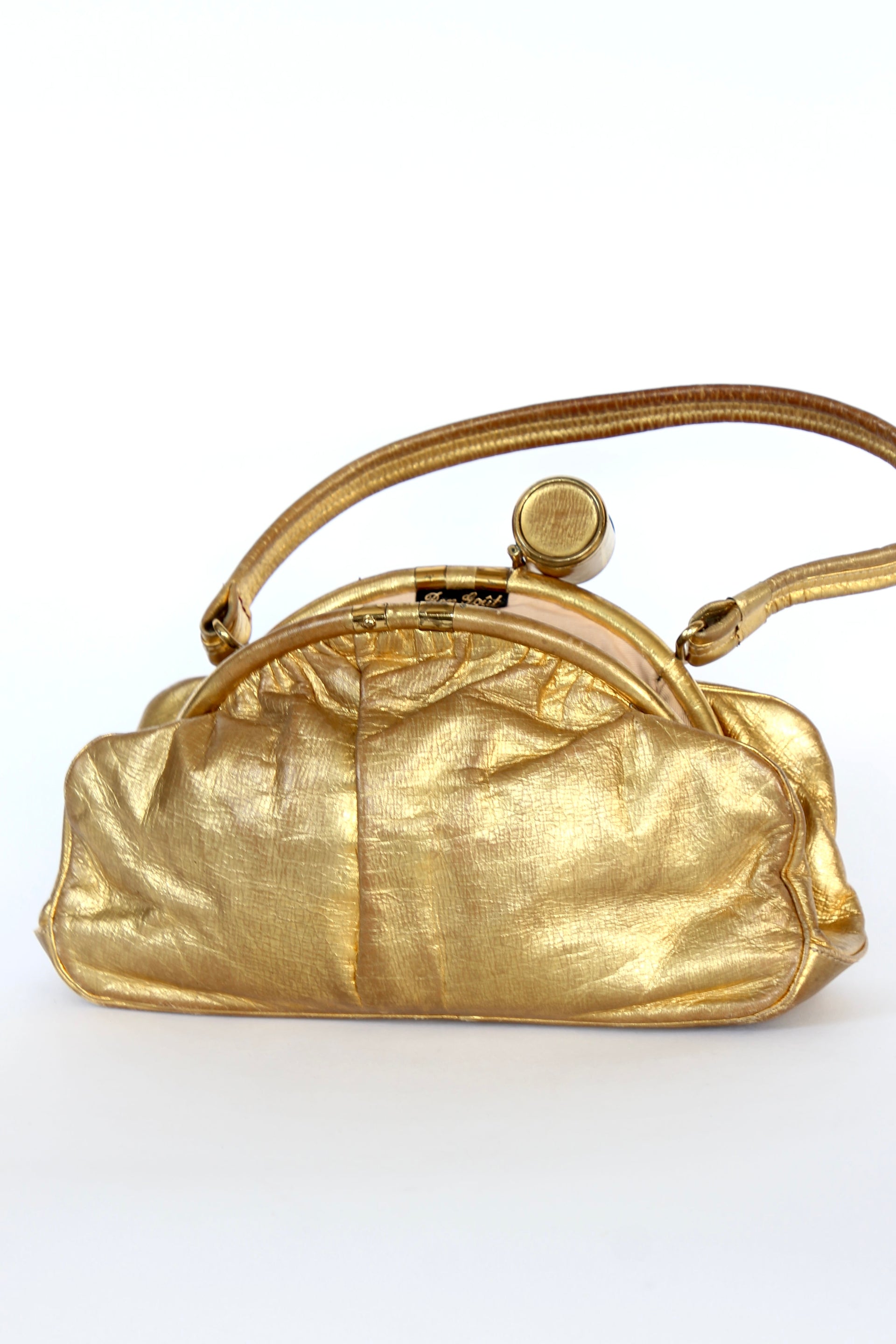 1950s 1960s Vintage Golden Leather Top handle Bag/Purse