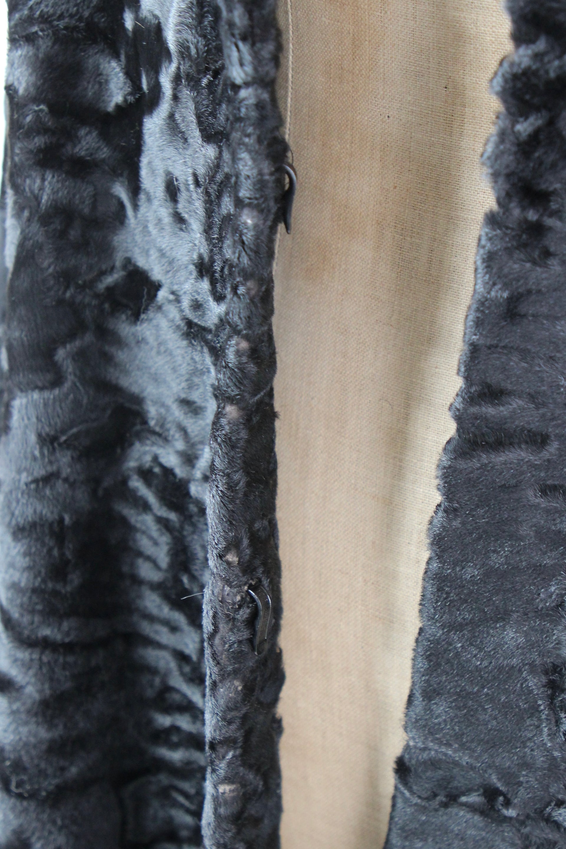 1950s Vintage Black Lamb Fur Coat // Size L/XL