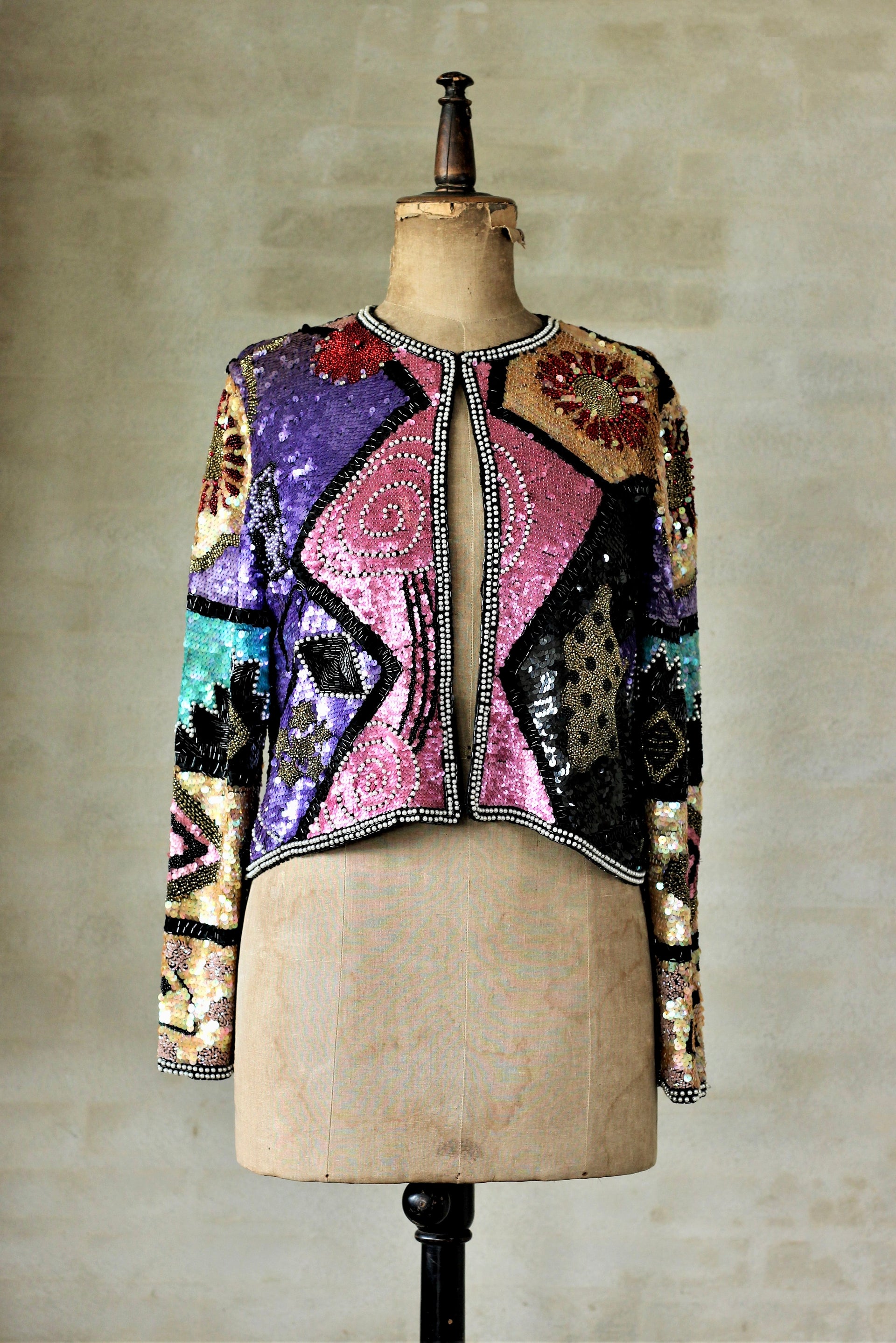 Vintage Beaded Sequin Jacket // Size M