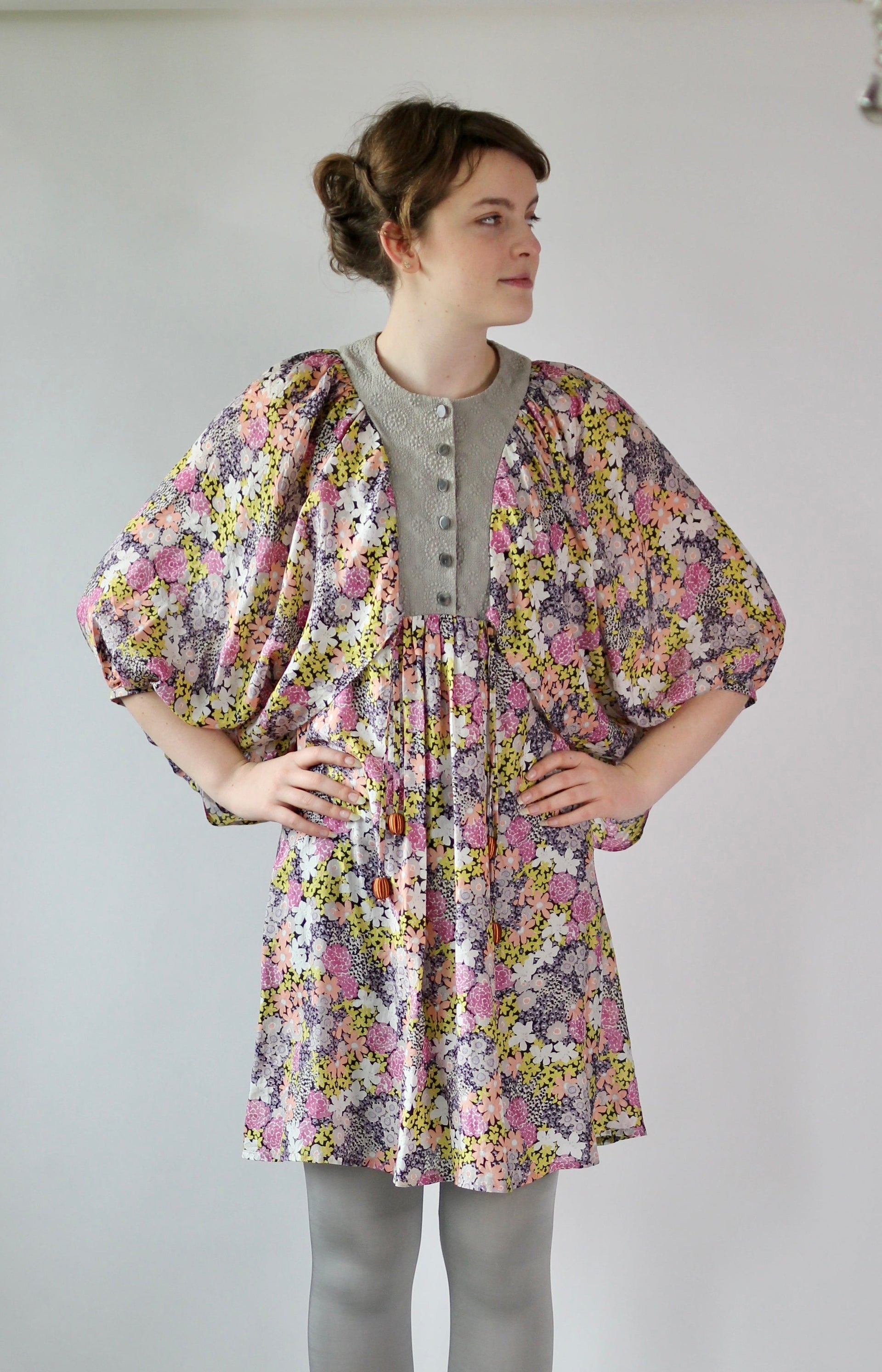 Y2K Flower Silk Dress//Danish Design//Size M