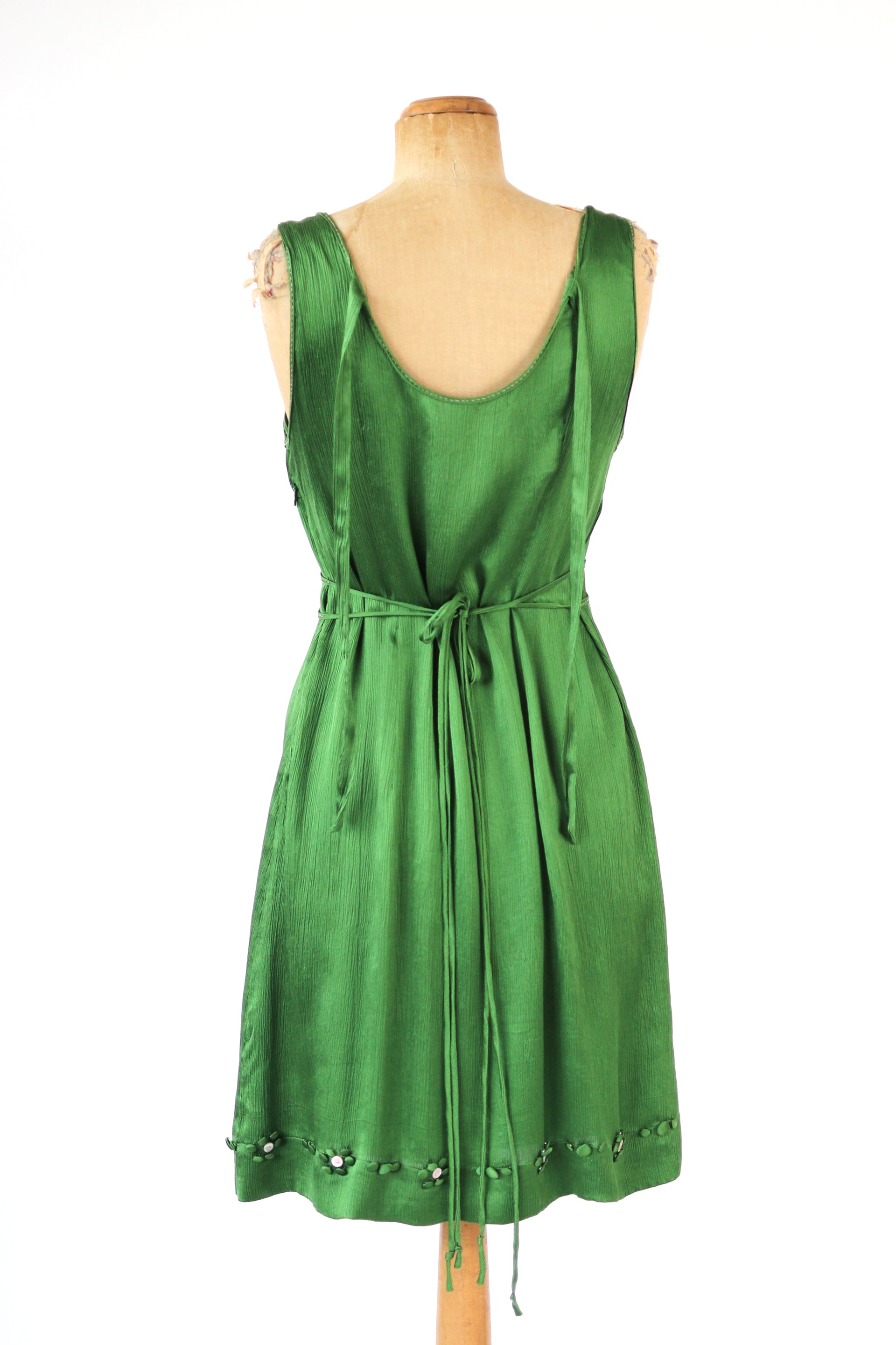 Vintage Green Silk Dress//Danish Design//Size M/L