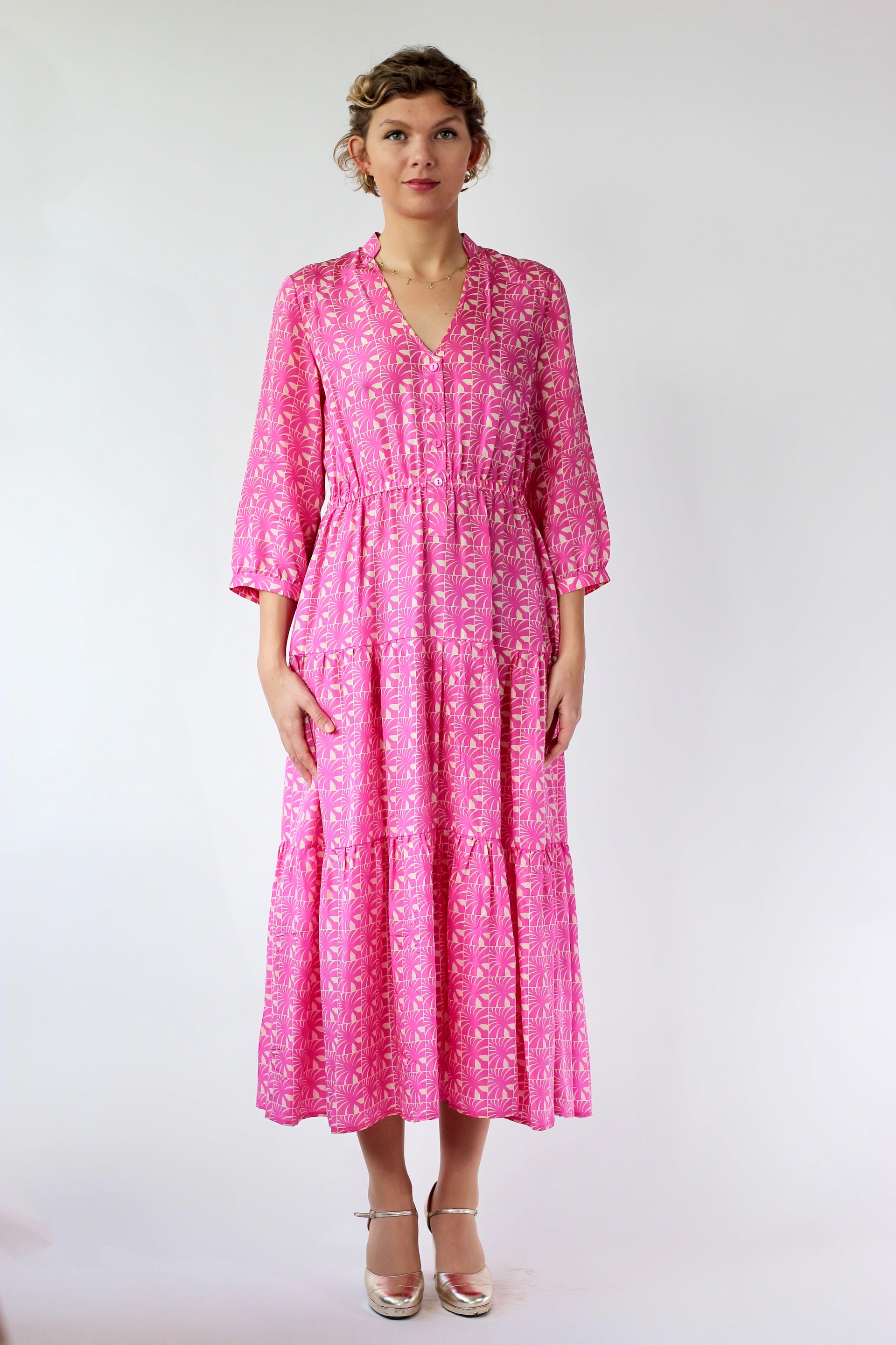 Vintage Pink Silk Dress//Danish Design//Size M