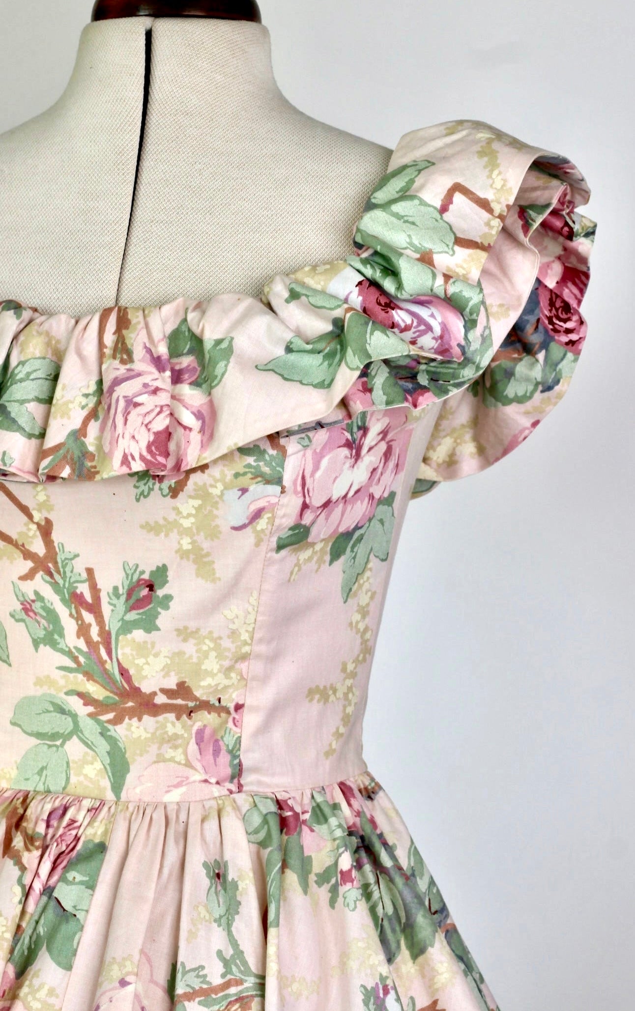 1980s Vintage Sleeveless Floral Dress//Corsage Top//Size S