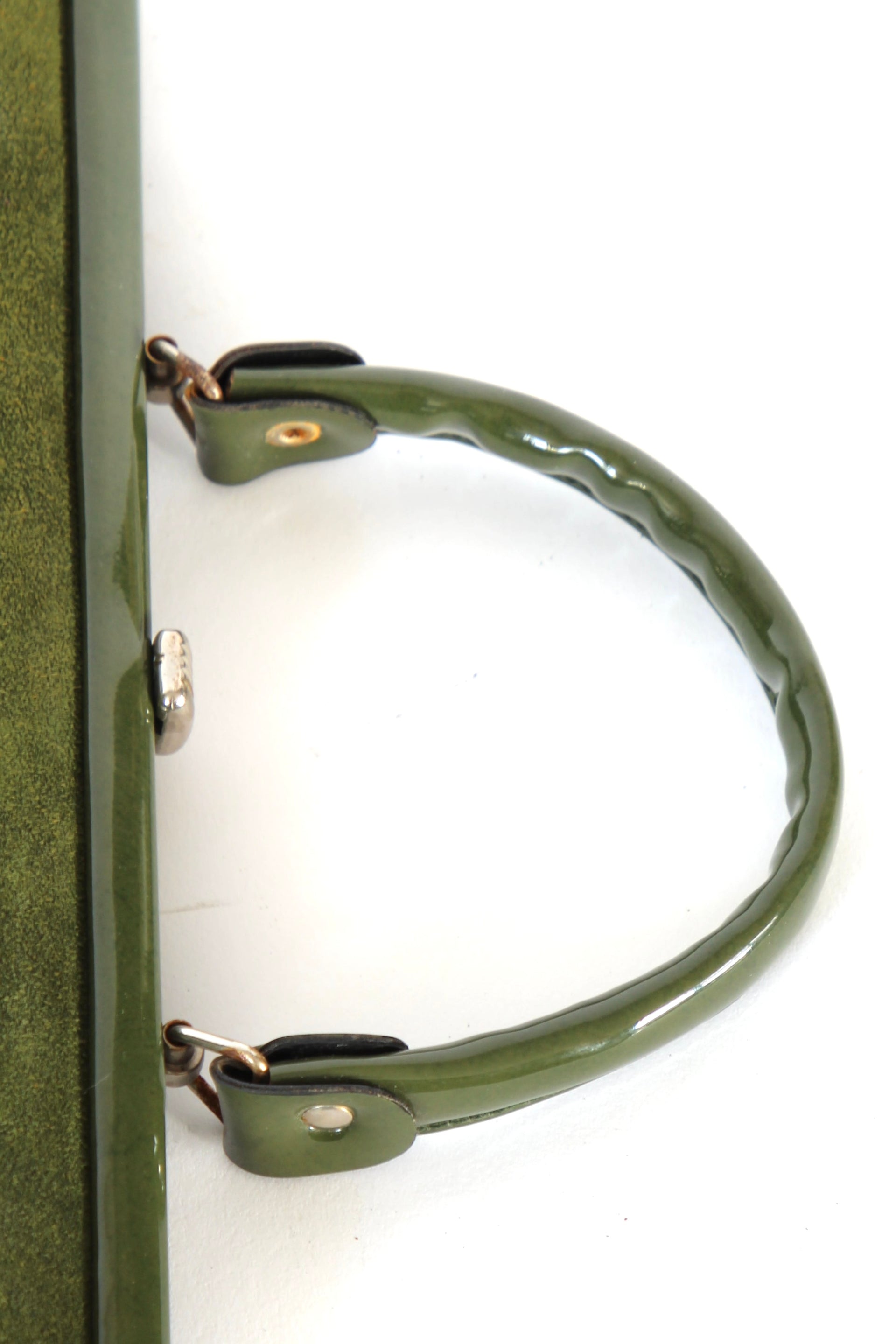 1960s Vintage Green Suede and Vinyl Top Handle Bag