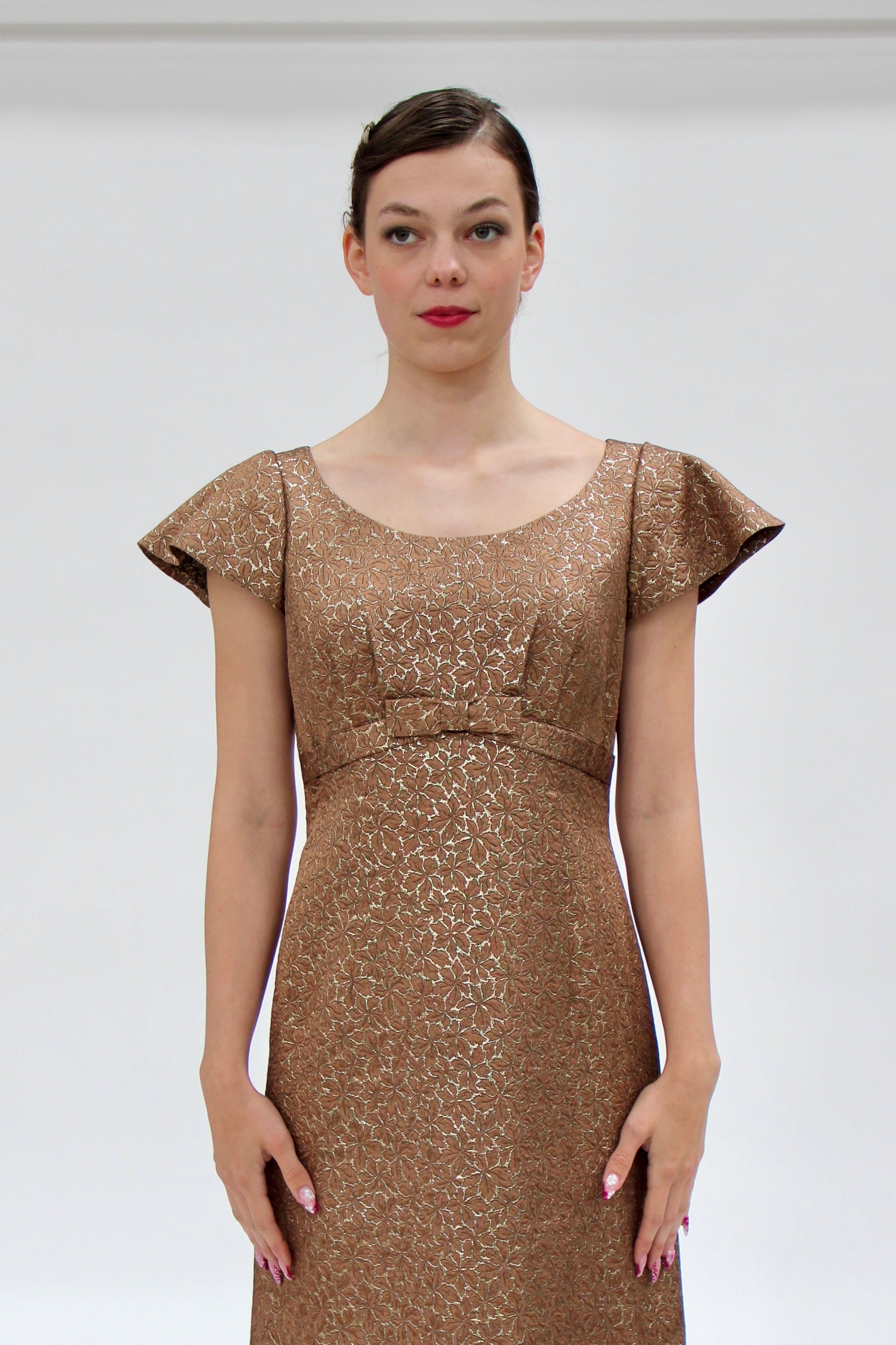 1960s Vintage Brocade Maxi Dress // Size S/M