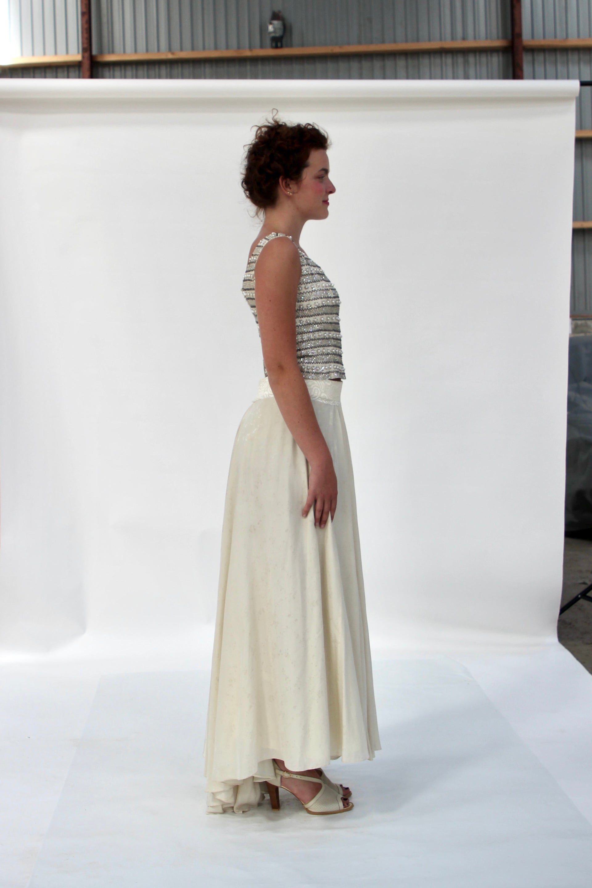 By Waltz Skirt in 1920s Vintage Silk // Size M