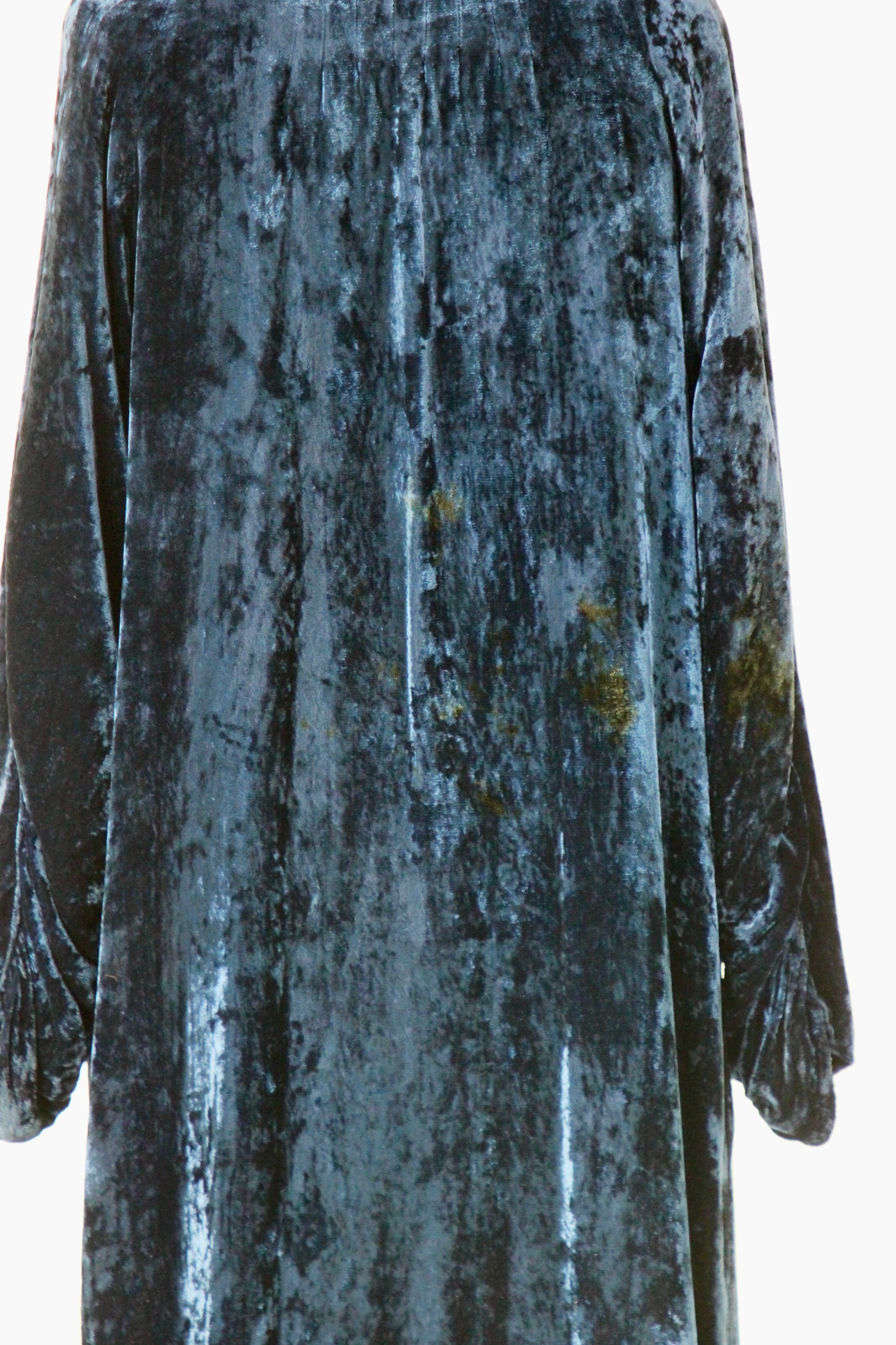 1920s 1930s Blue Silk Velvet Opera Coat//Size M