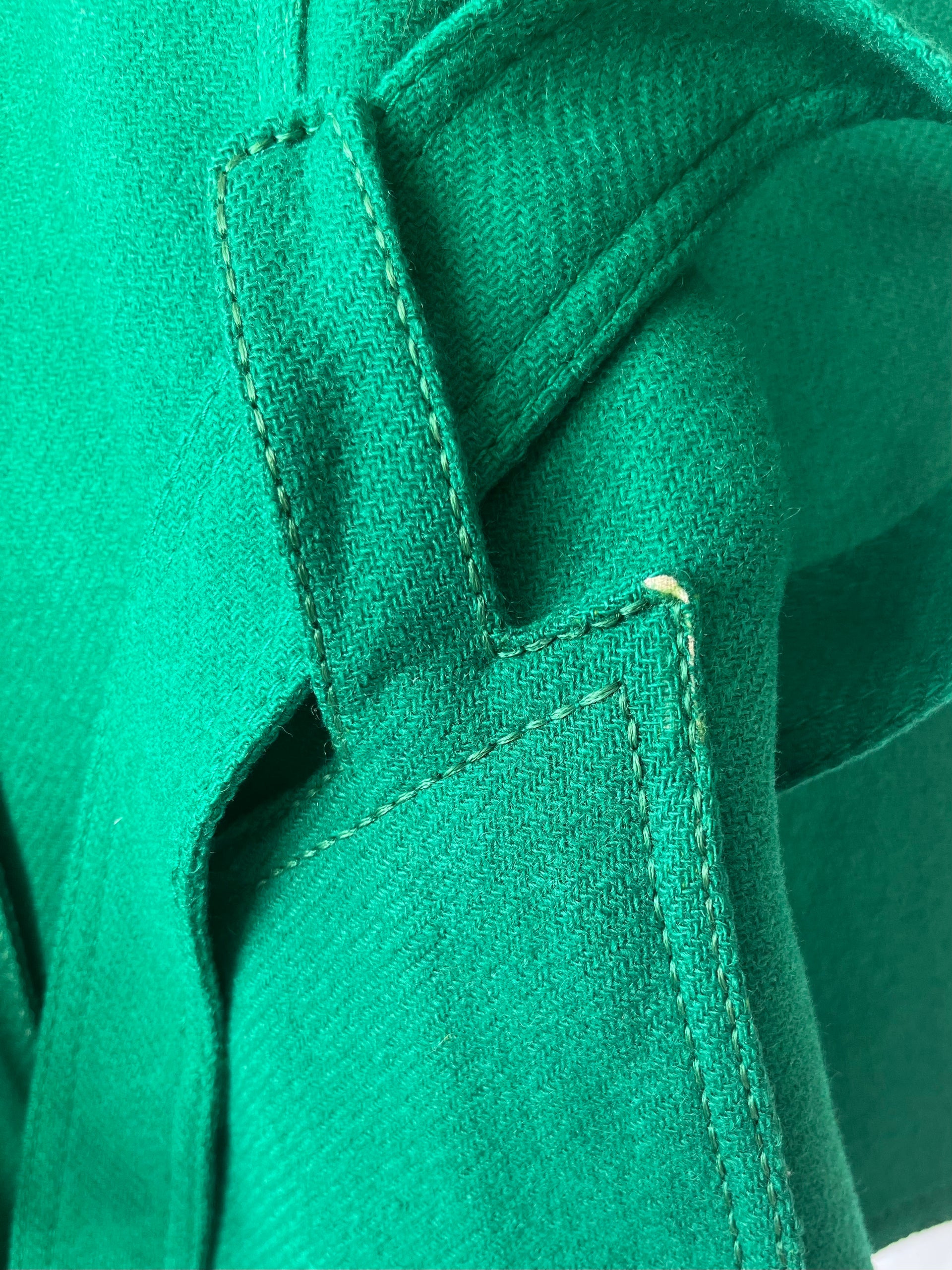 1970s Vintage Designer Green Wool Mod/Trench Coat // Size M