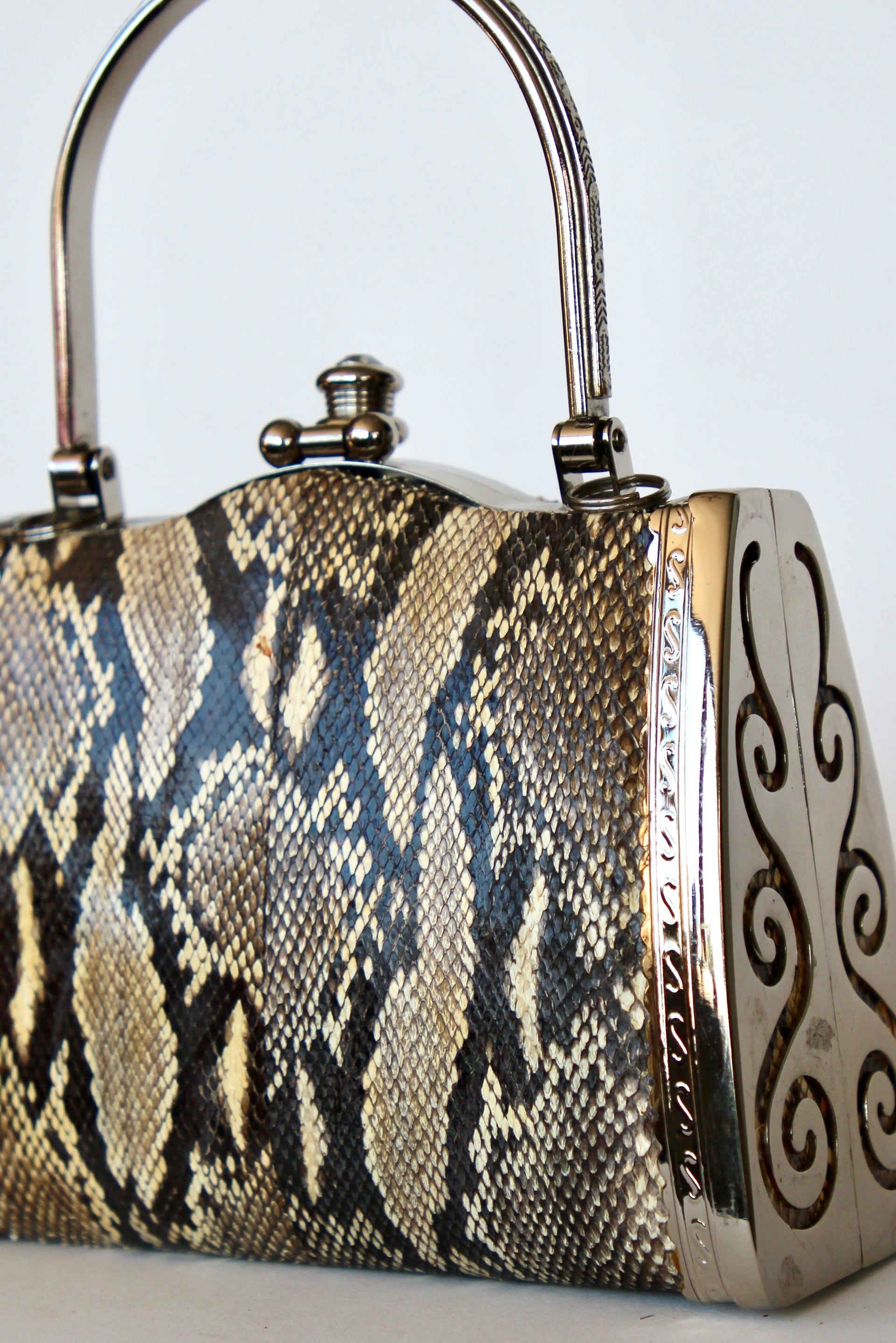 Vintage Snakeskin Top Handle Bag