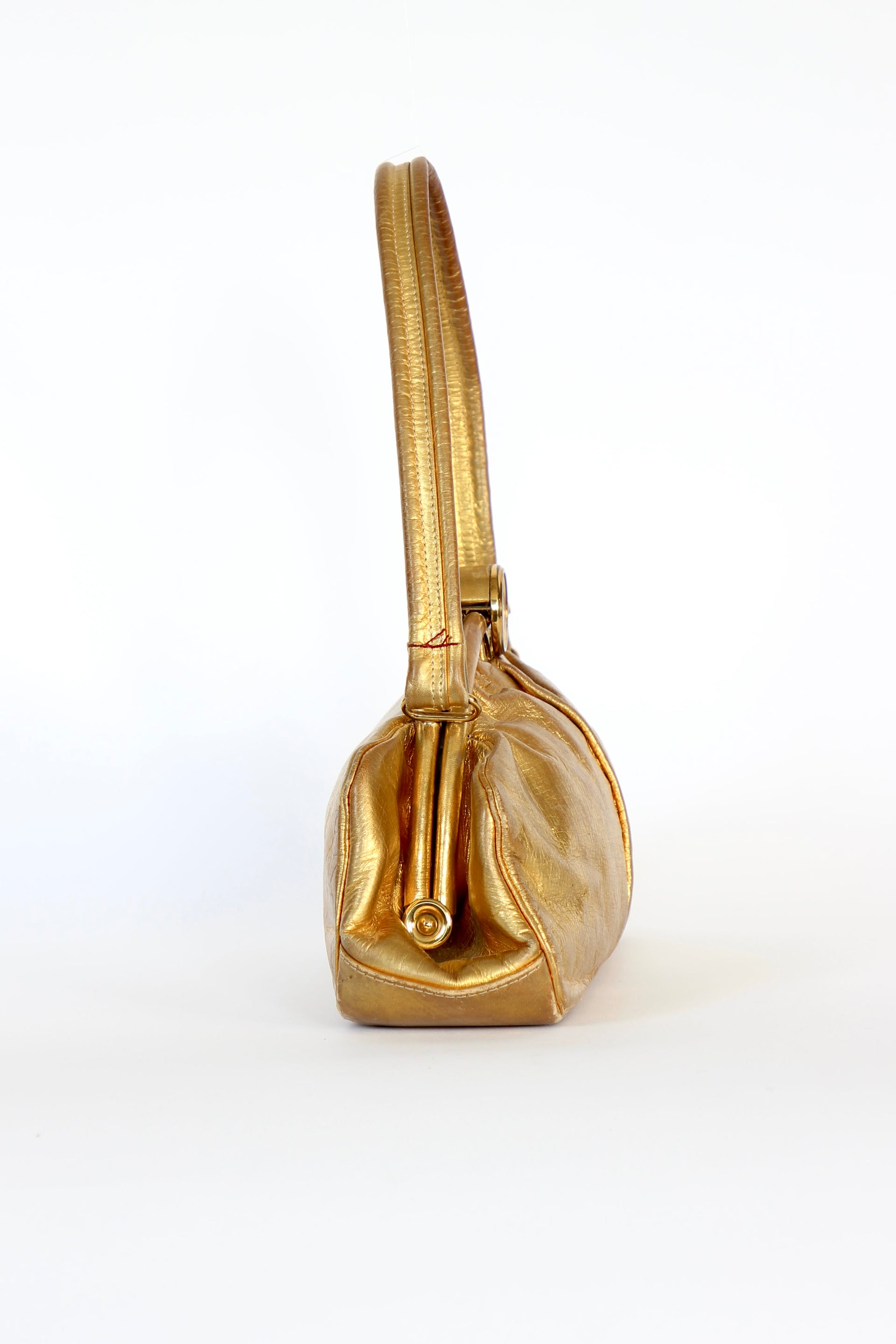 1950s 1960s Vintage Golden Leather Top handle Bag/Purse