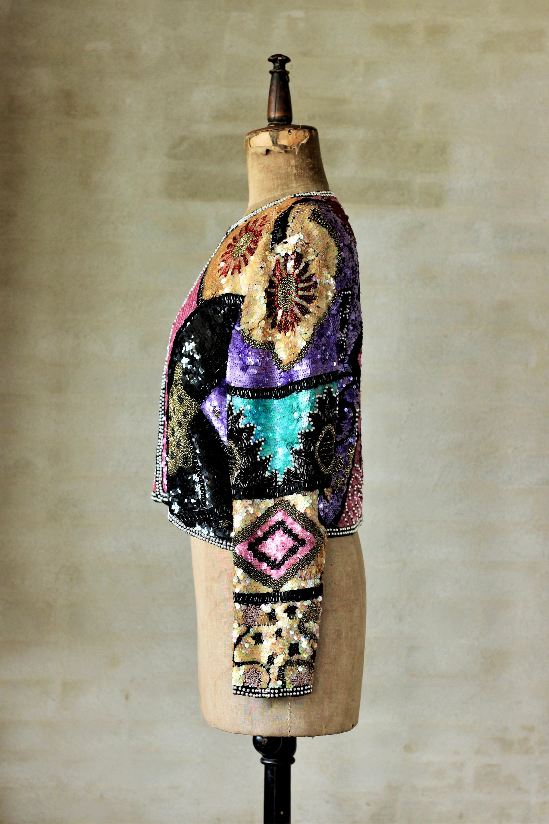 Vintage Beaded Sequin Jacket // Size M