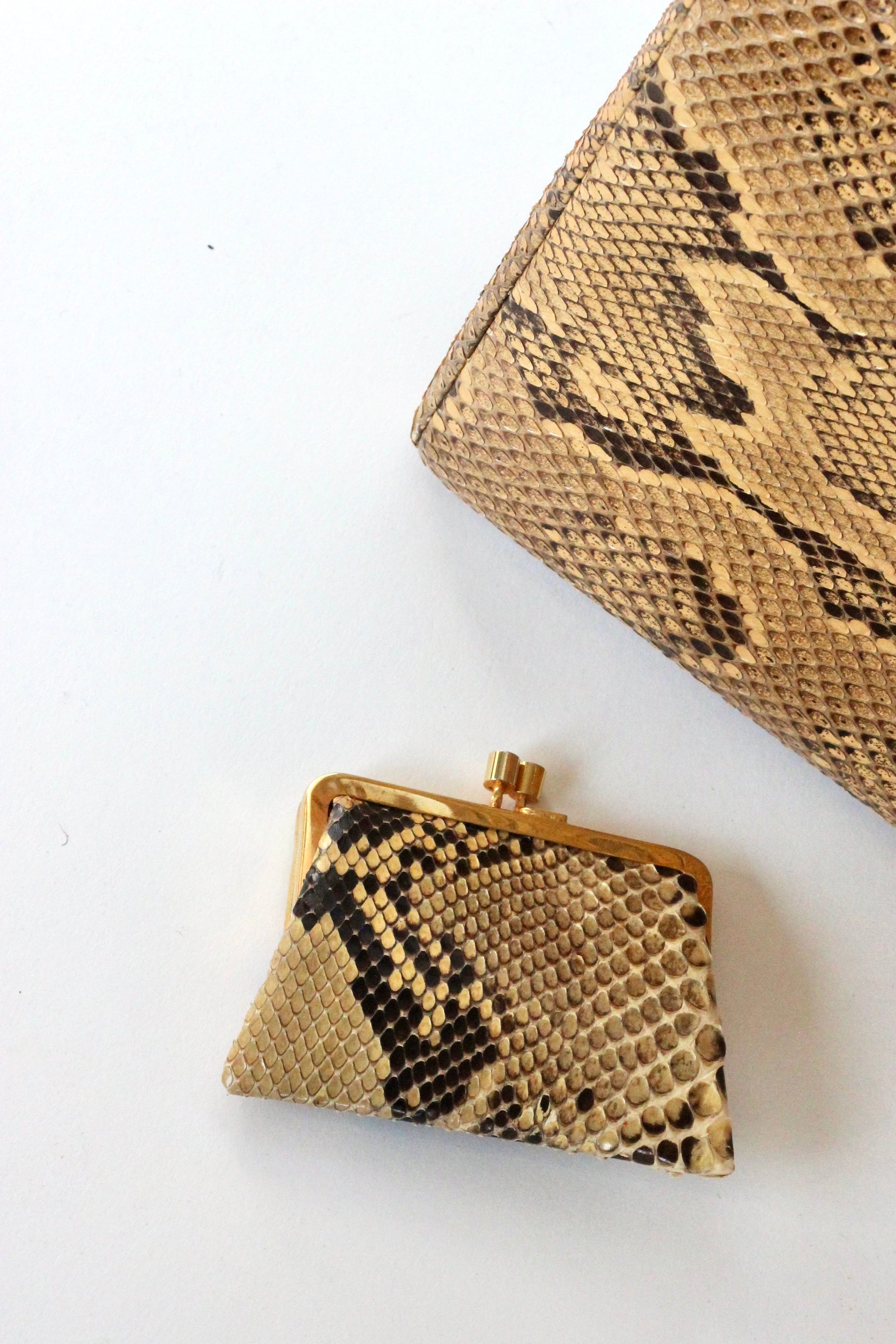 1950s Brown Snakeskin/Leather Top Handle Bag