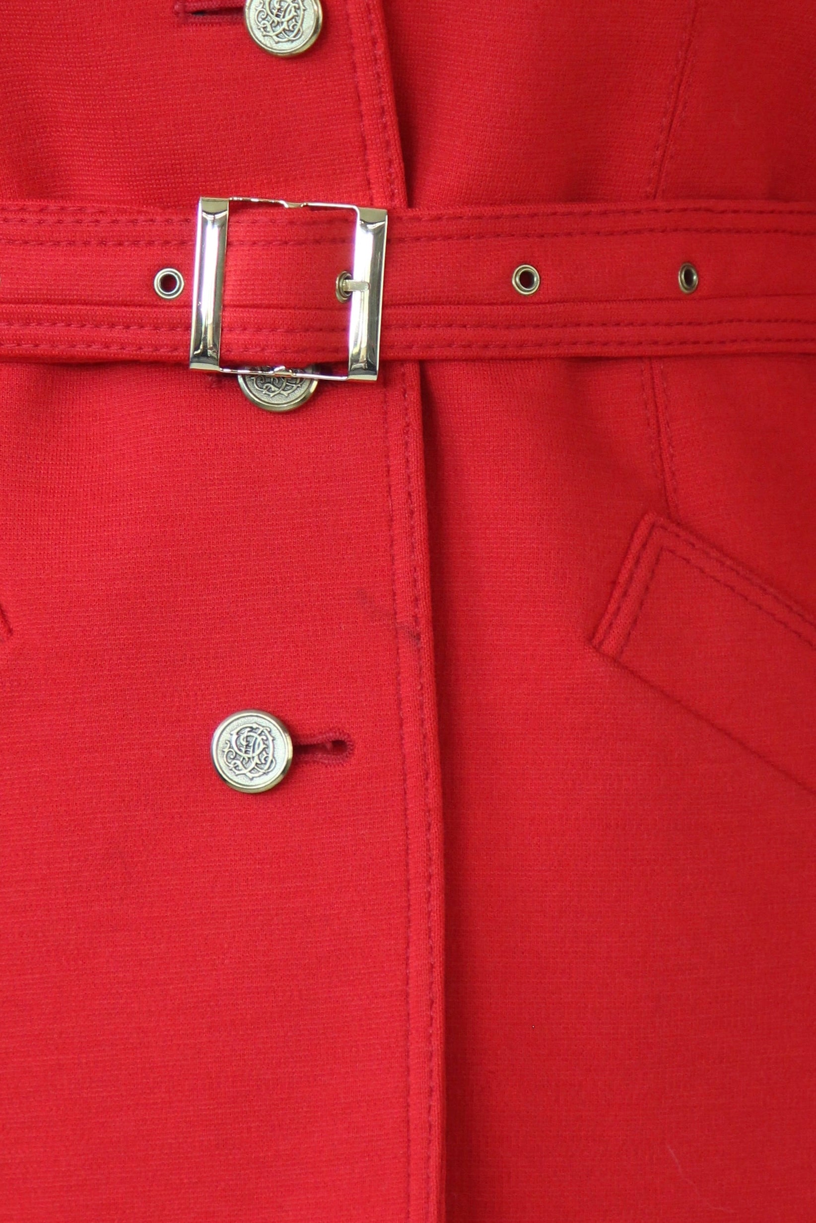 1960s 1970s Vintage Bright Red Wool Skirt Suit // Size S