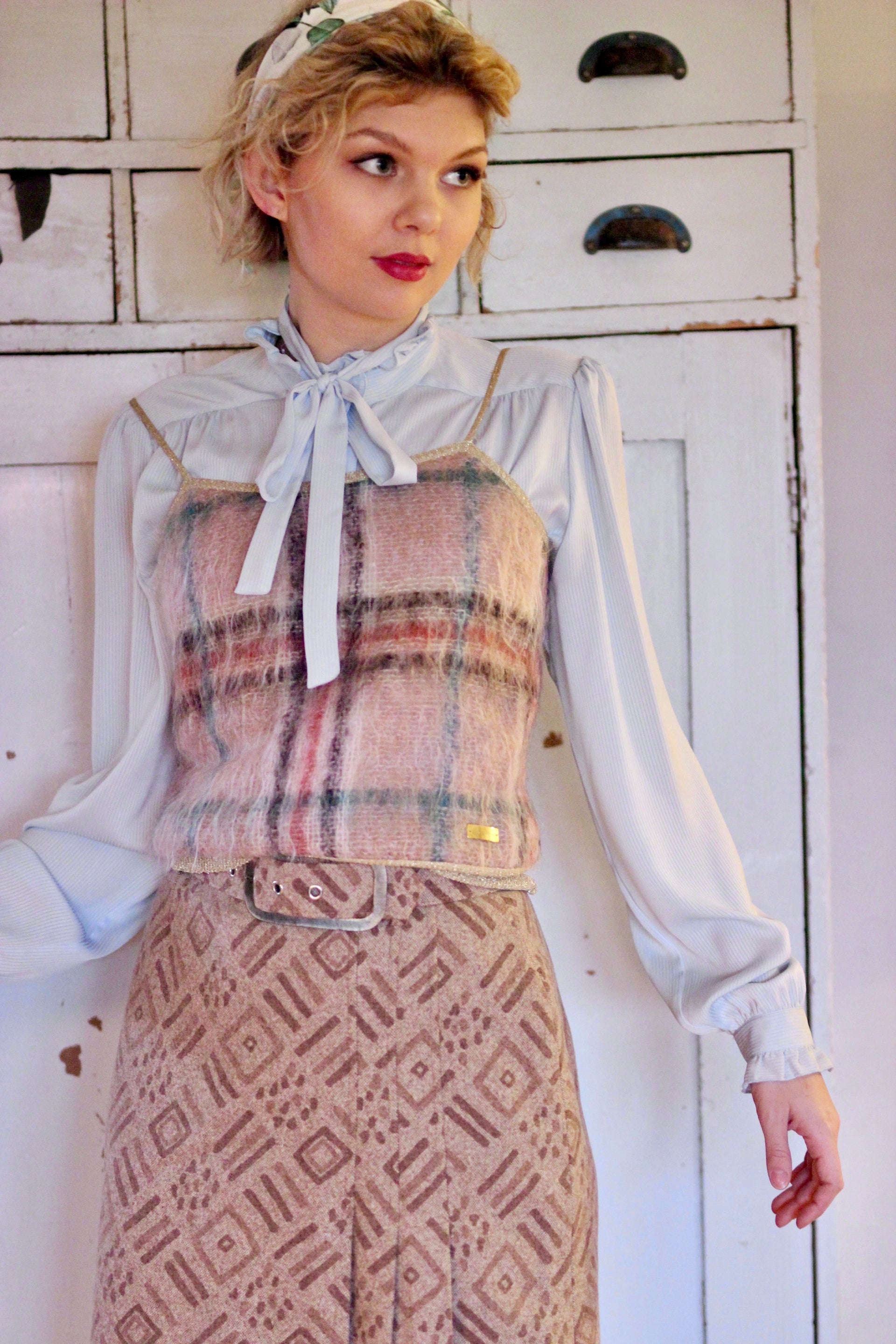1990s Vintage Tricot Knit Top//Size S