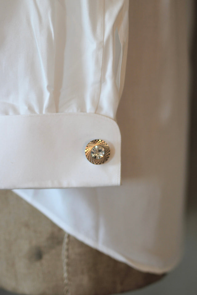 1970s Metal Cufflinks with cut Glass