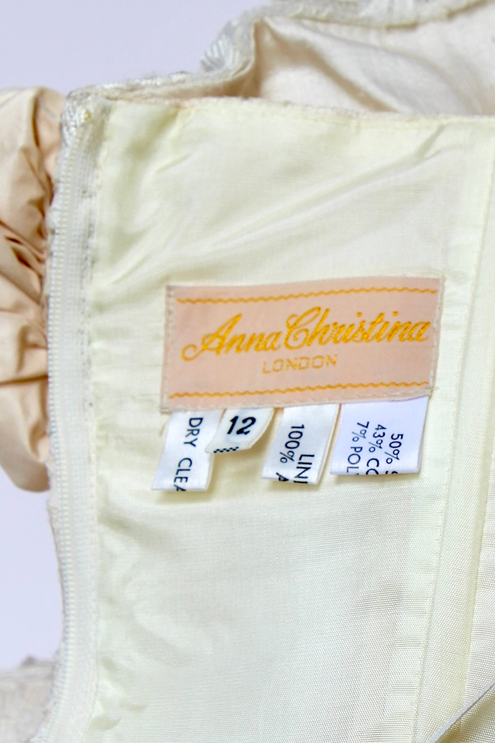 Designer Anna Christina of London Silk Corset Wedding Dress // Cocktail Dress // Size S