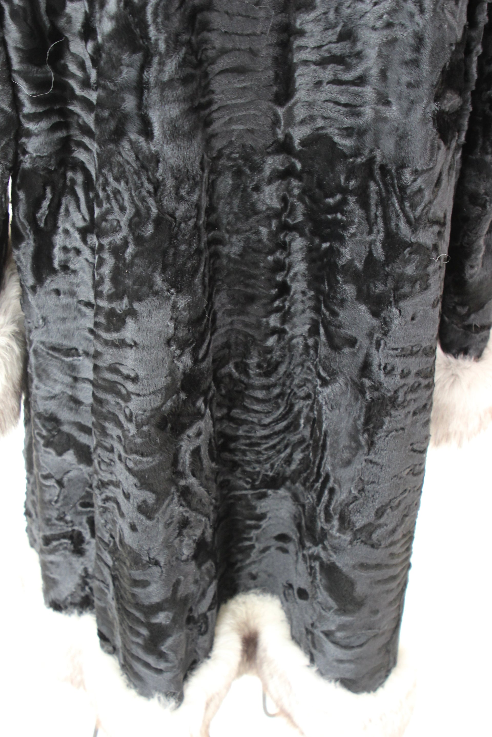 1950s Vintage Black Lamb Fur Coat // Size L/XL