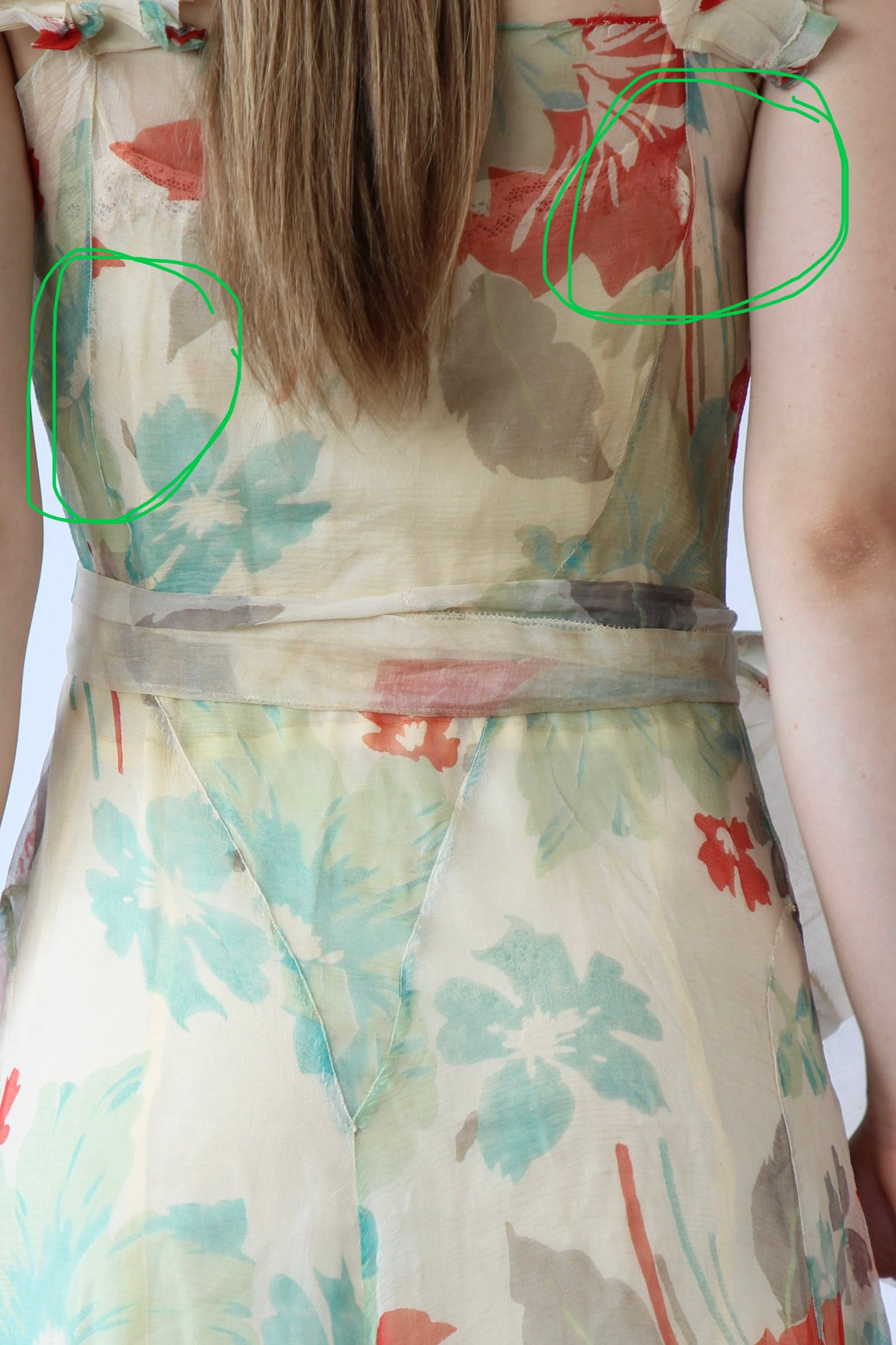 1920s 1930s Vintage Silk Chiffon Dress // Size XS