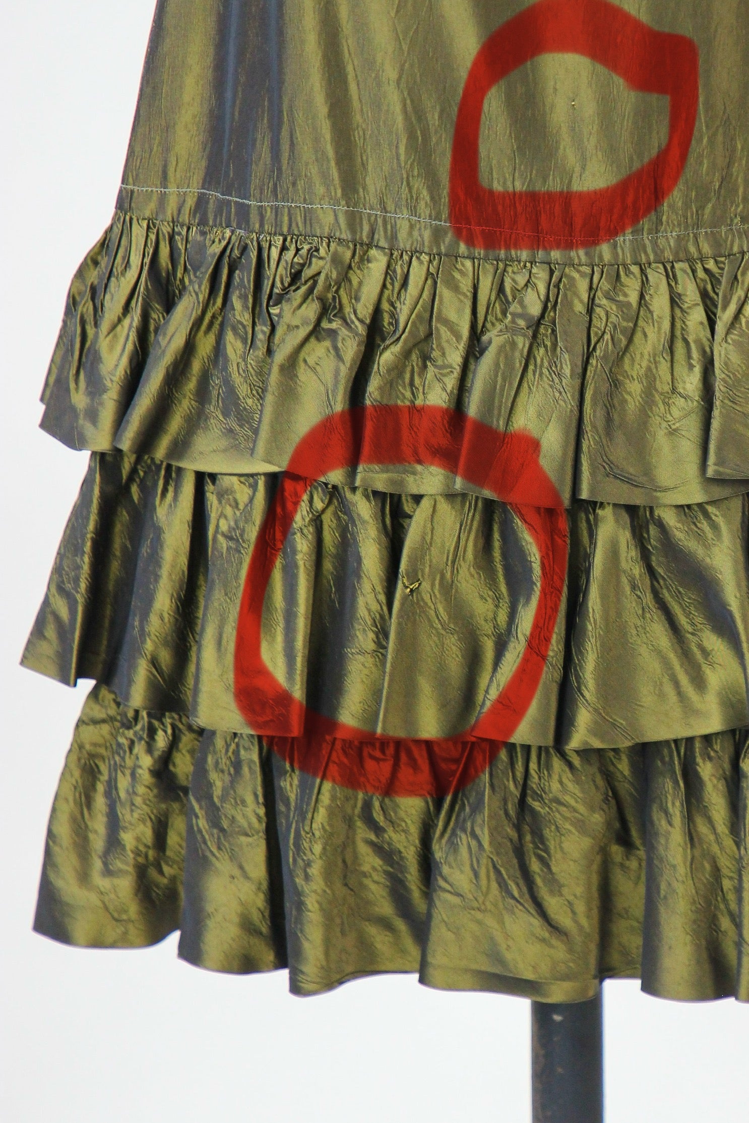 1960s Army Green Mini Dress with Ruffle Skirt // Size M