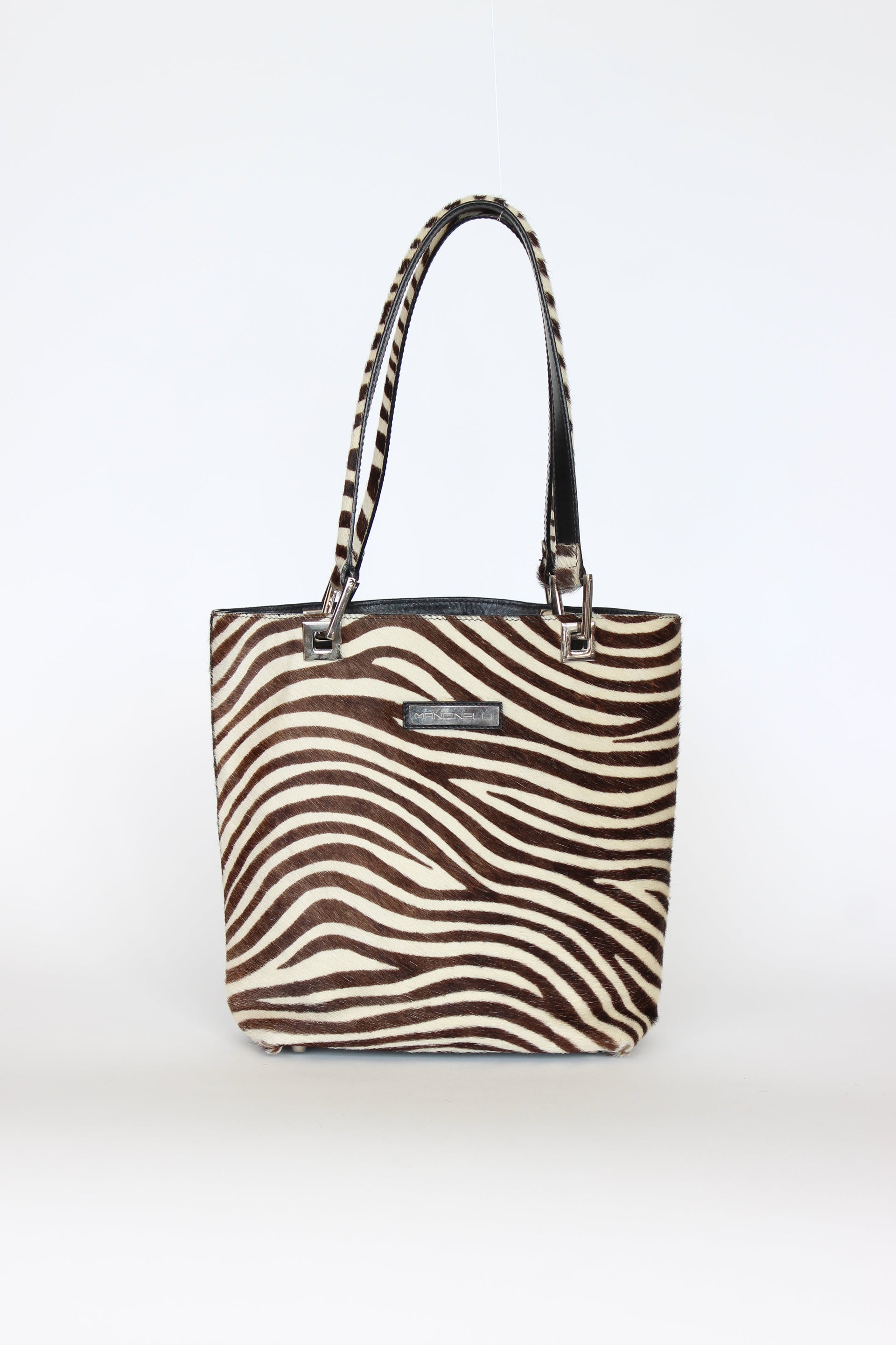 Vintage Mancinelli Milano Zebra Pattern Fur Shopper Bag