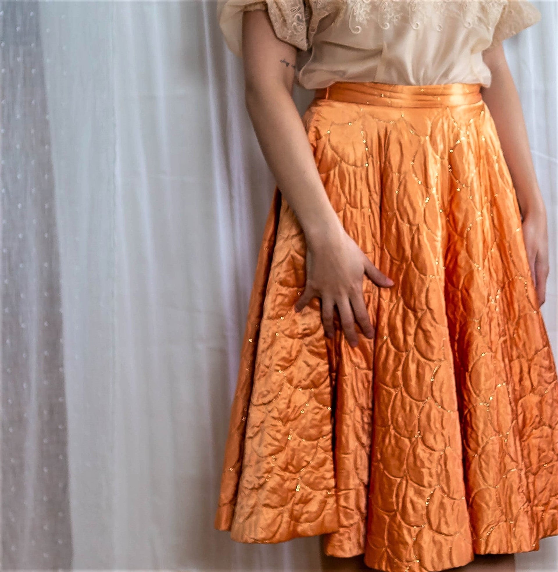 1950s Copper Quilted Circle Skirt