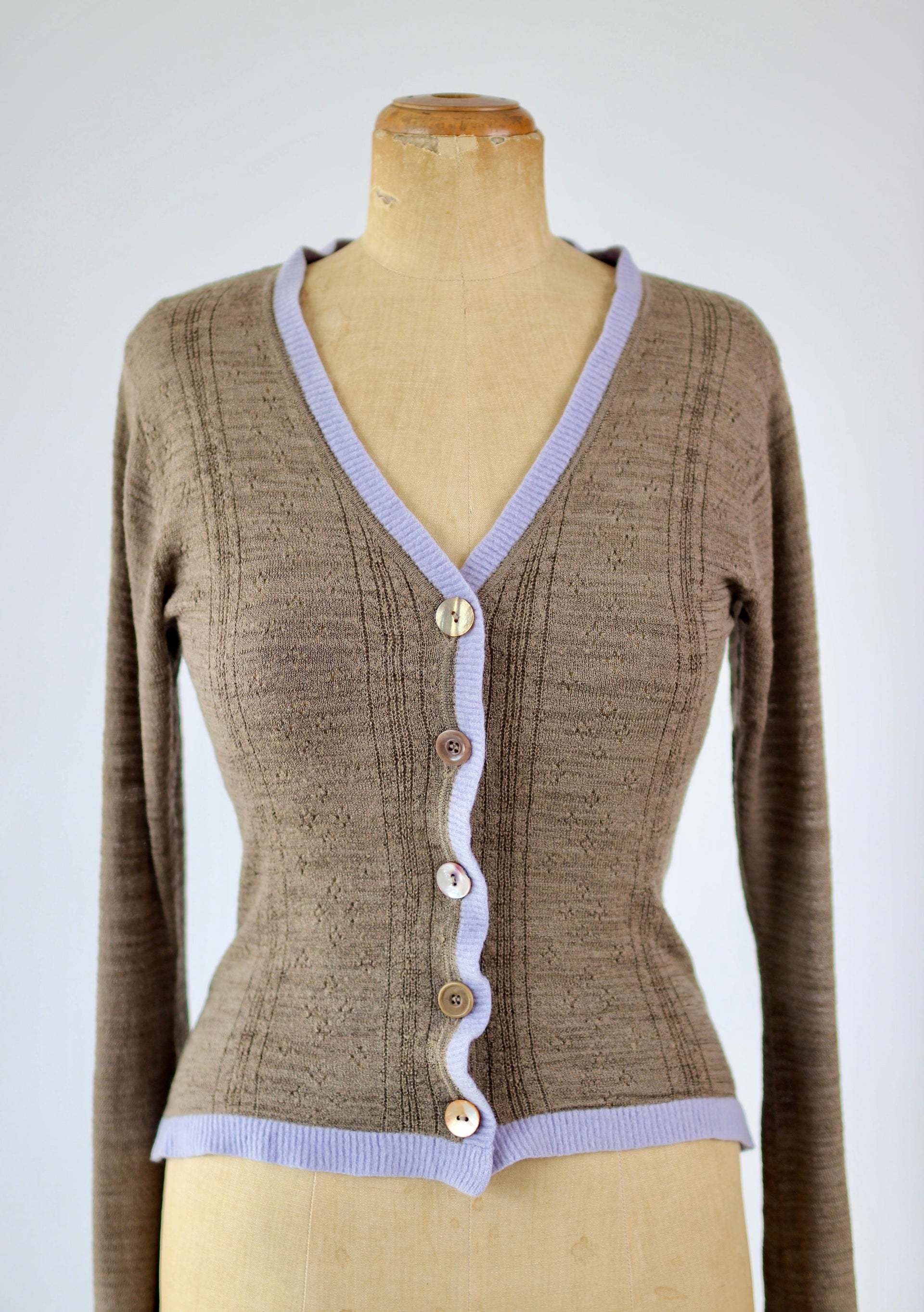 Y2K Vintage Brown Knitted Cardigan//Danish Design//Size S