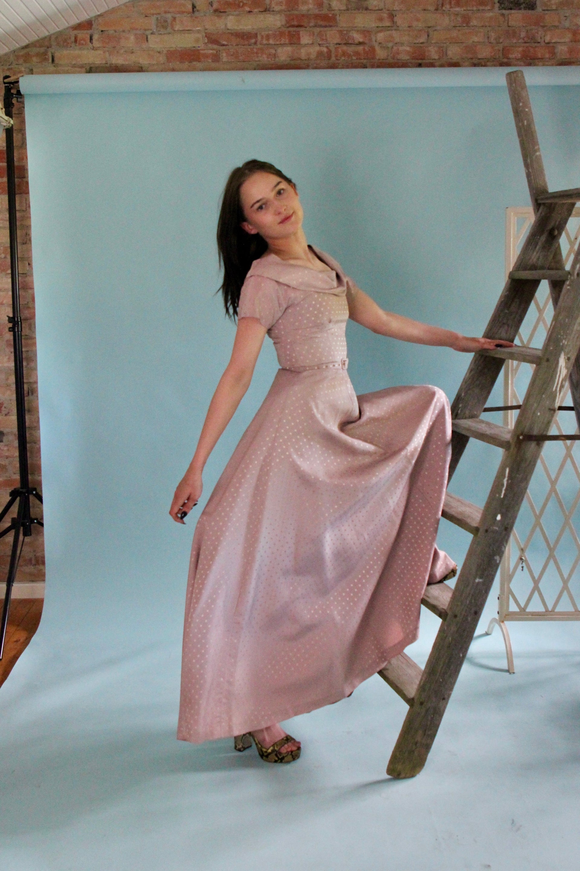 1940s Pale Pink Evening Gown//Size XS