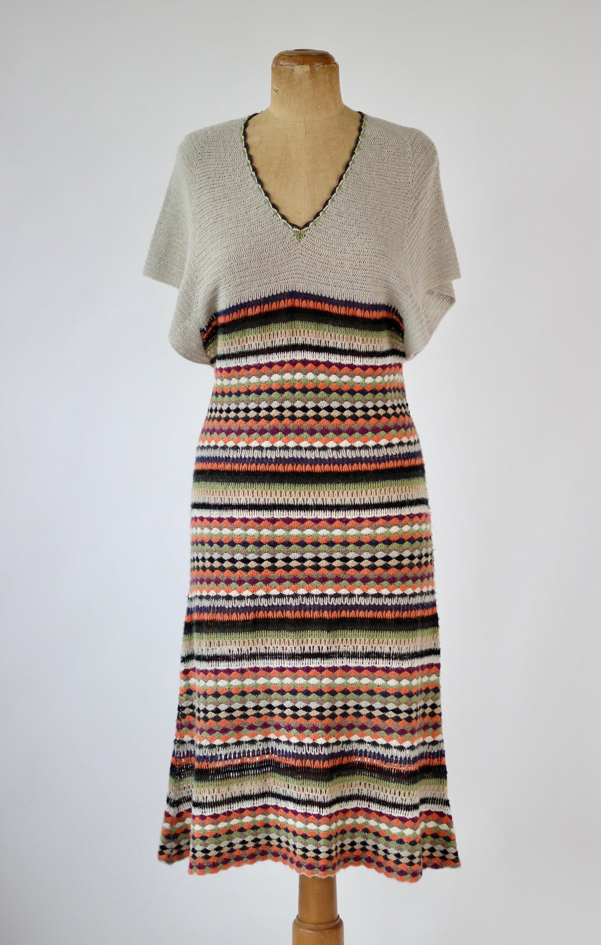 Y2K Vintage Striped Crocheted Dress//Danish Design//Size M