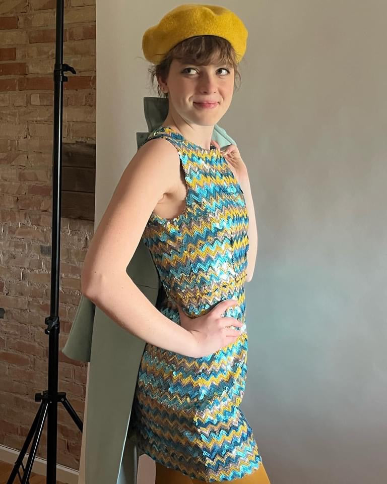 Sequin Dress with Zig Zag Pattern//Size M