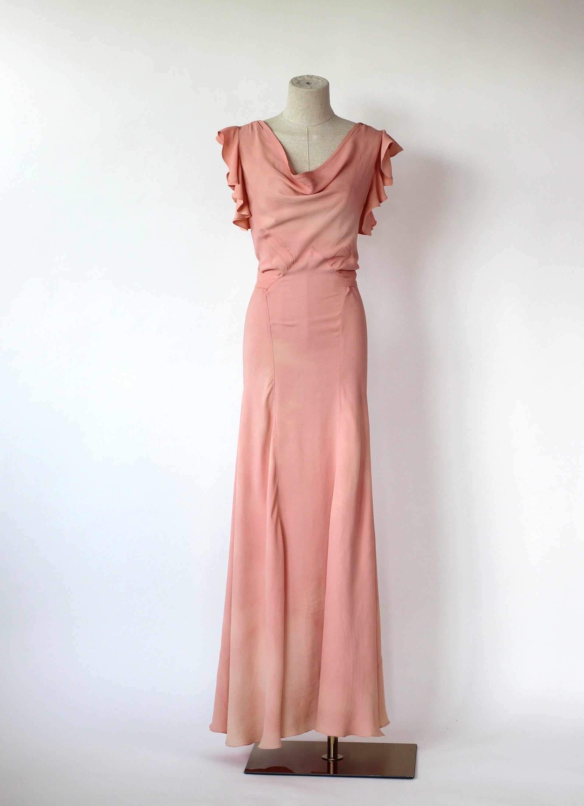 1930s Rose Rayon Dress//Size S/M