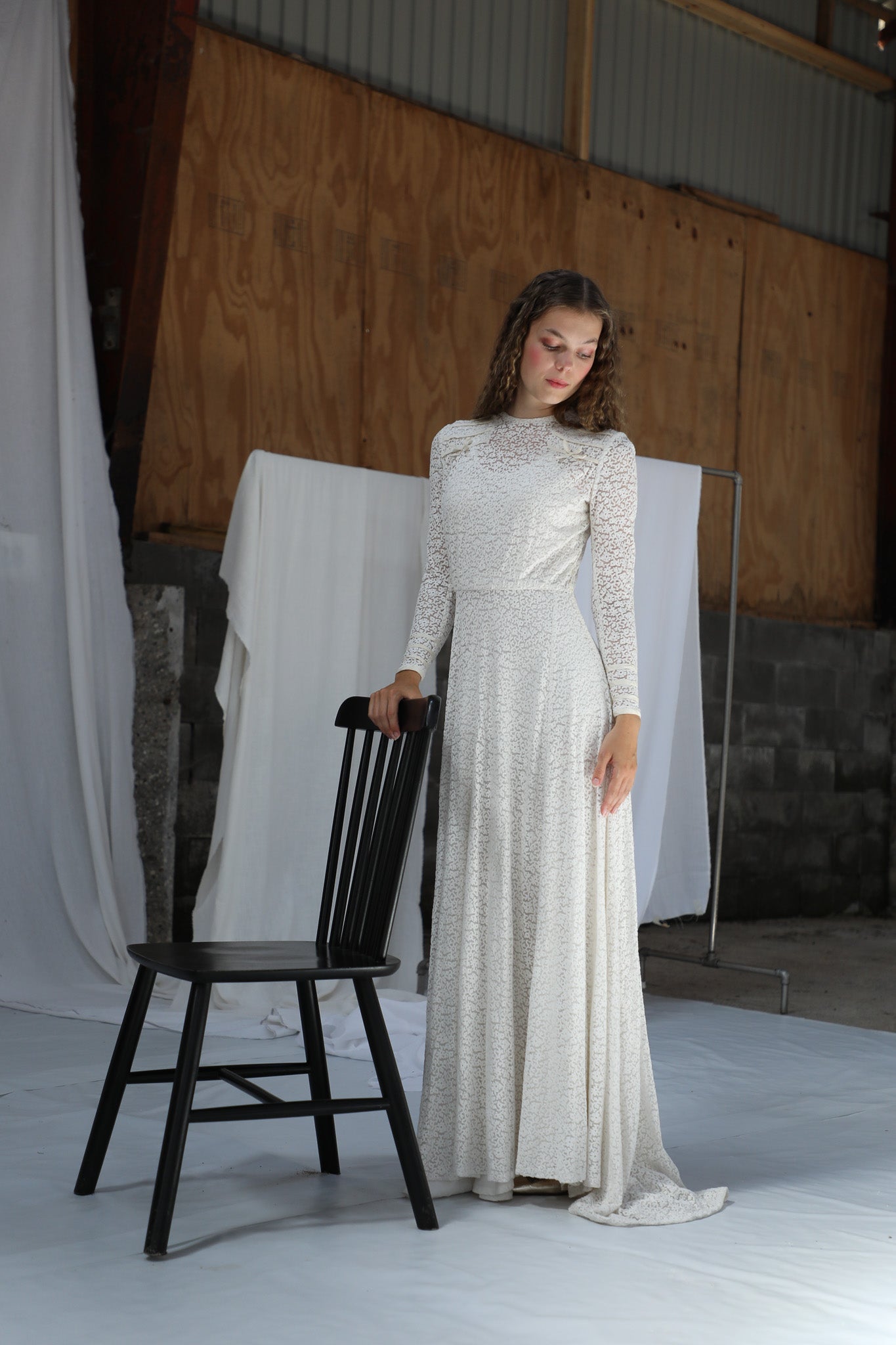 1920s 1930s Vintage Lace Wedding Dress // Size XS