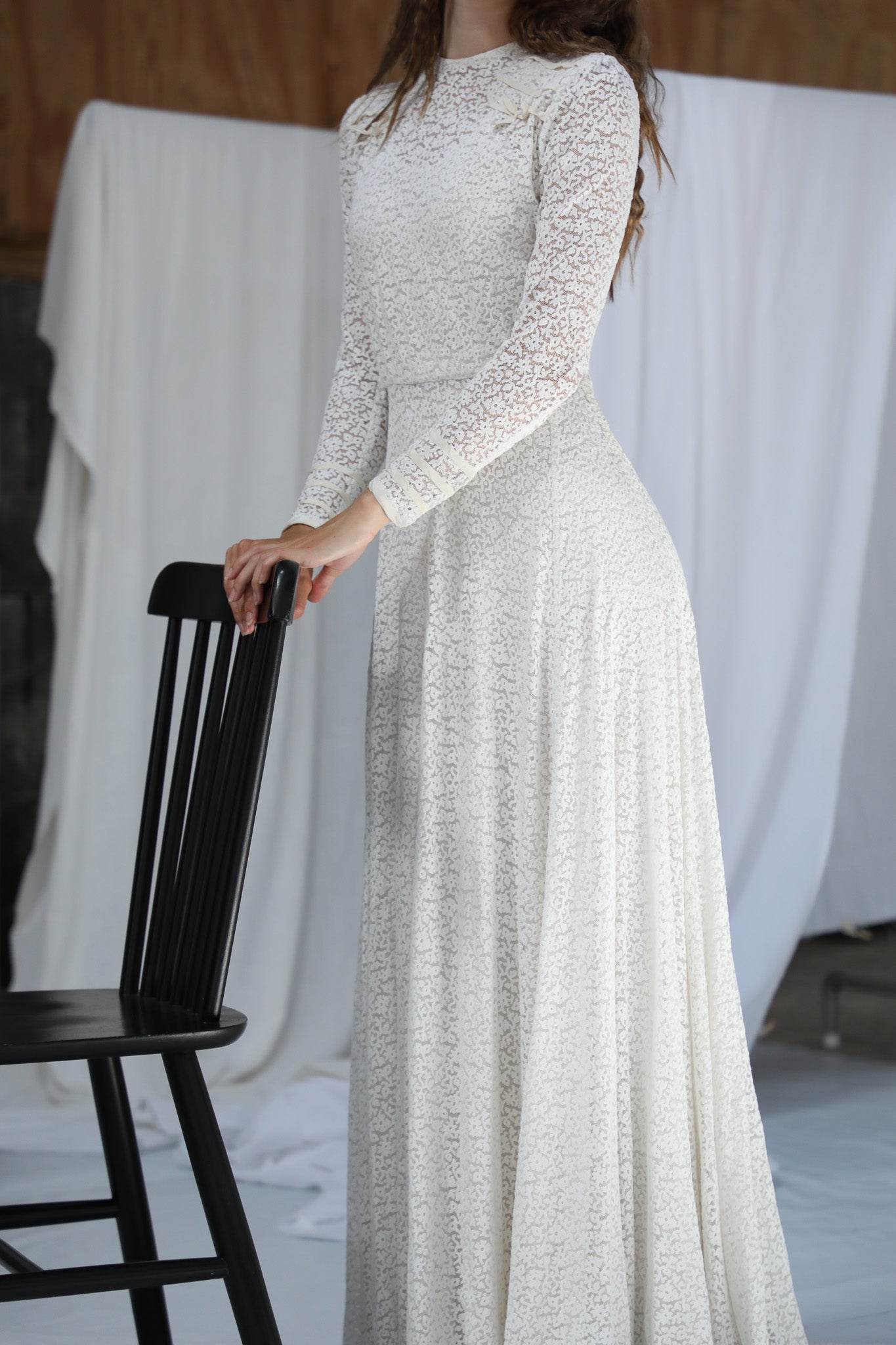 1920s 1930s Vintage Lace Wedding Dress // Size XS