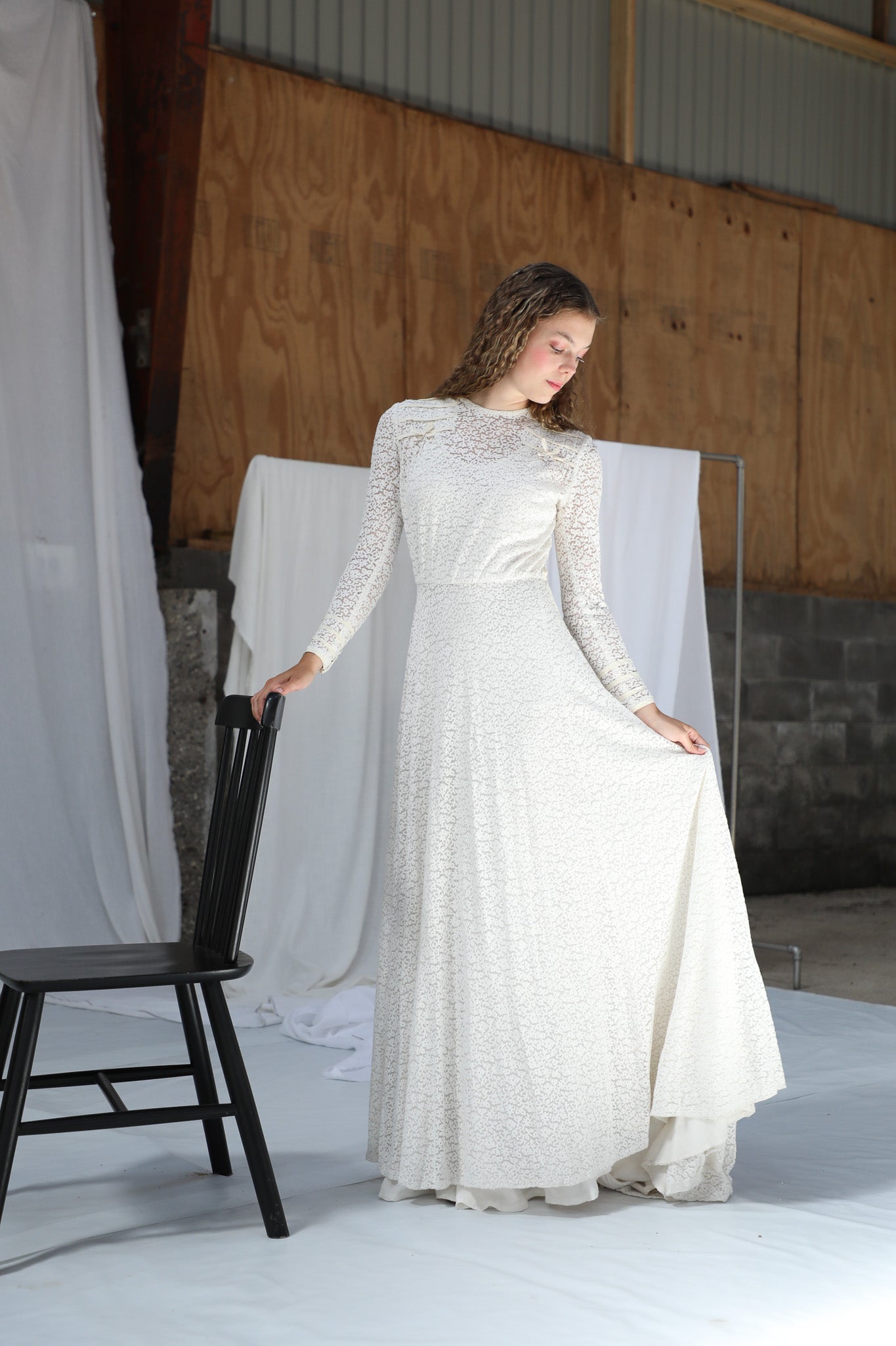 1920s 1930s Vintage Lace Wedding Dress // Size XS