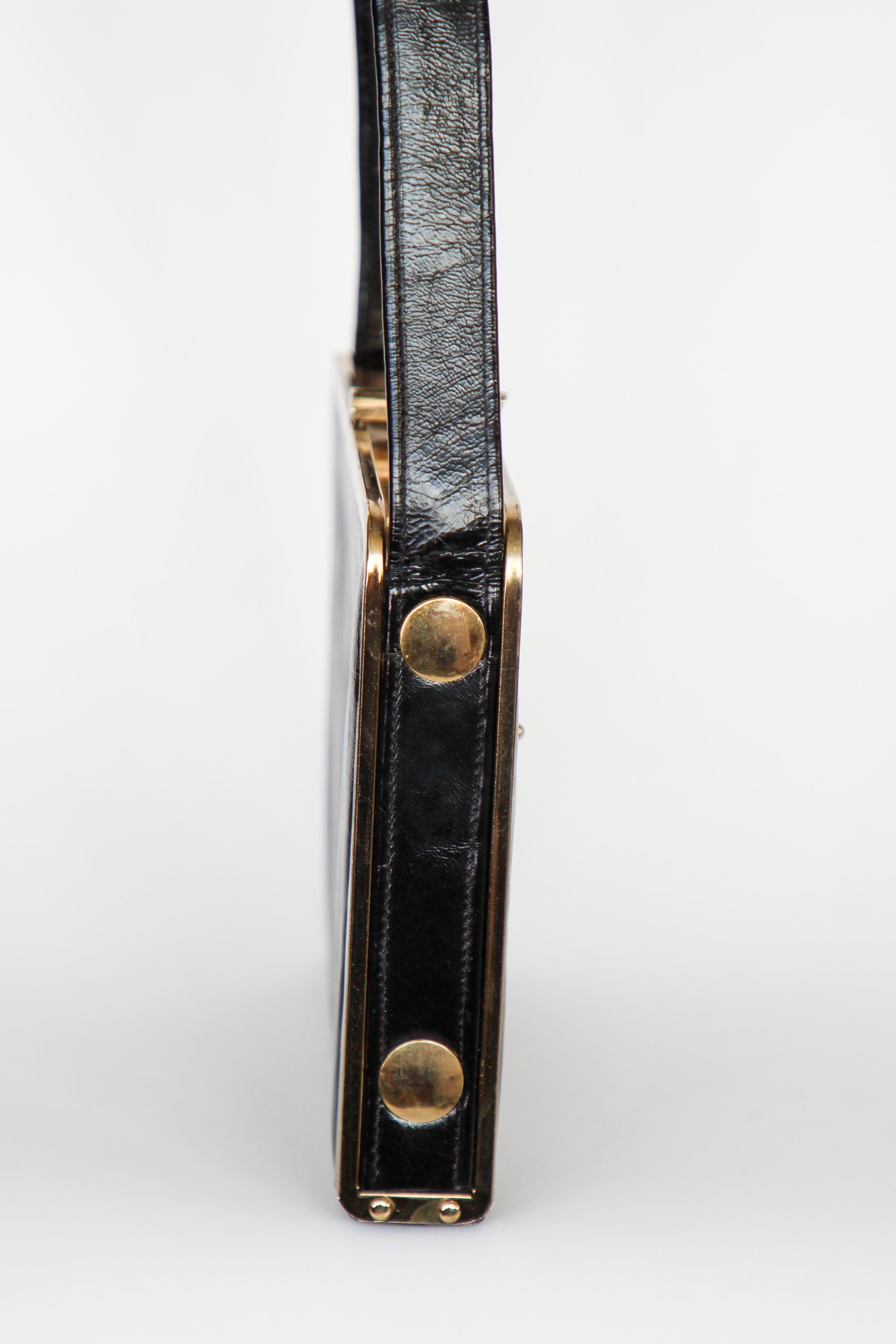 1960s Black Leather Shoulder Bag//Danish Design