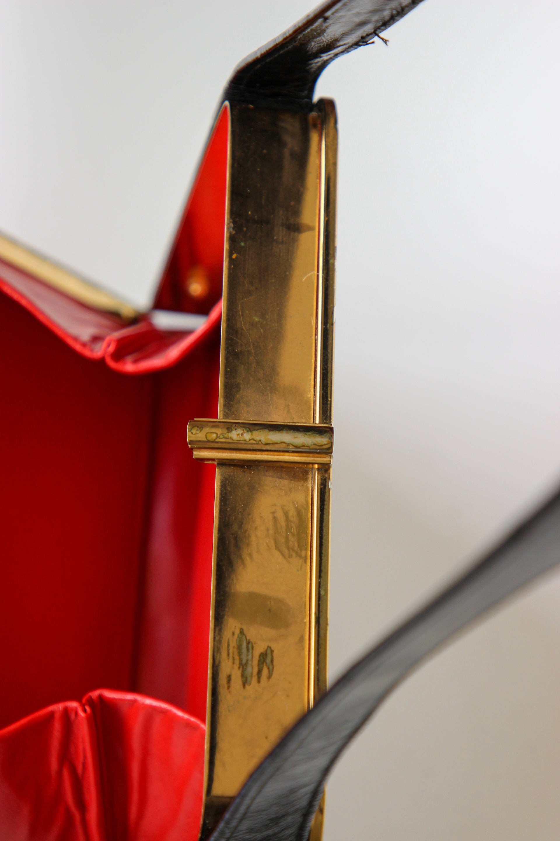 1960s Black Leather Shoulder Bag//Danish Design