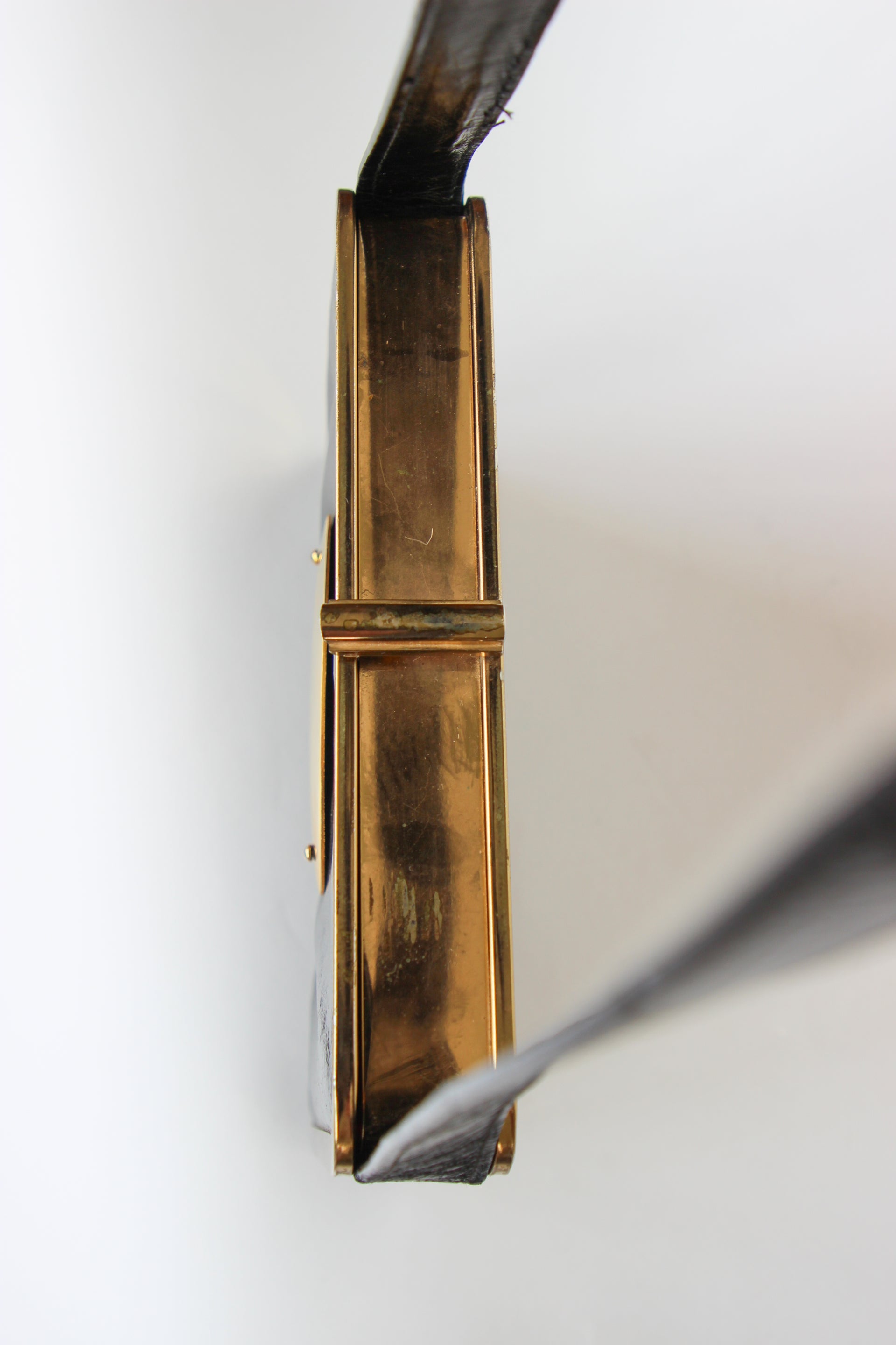 1960s Black Leather Shoulder Bag//Danish Design