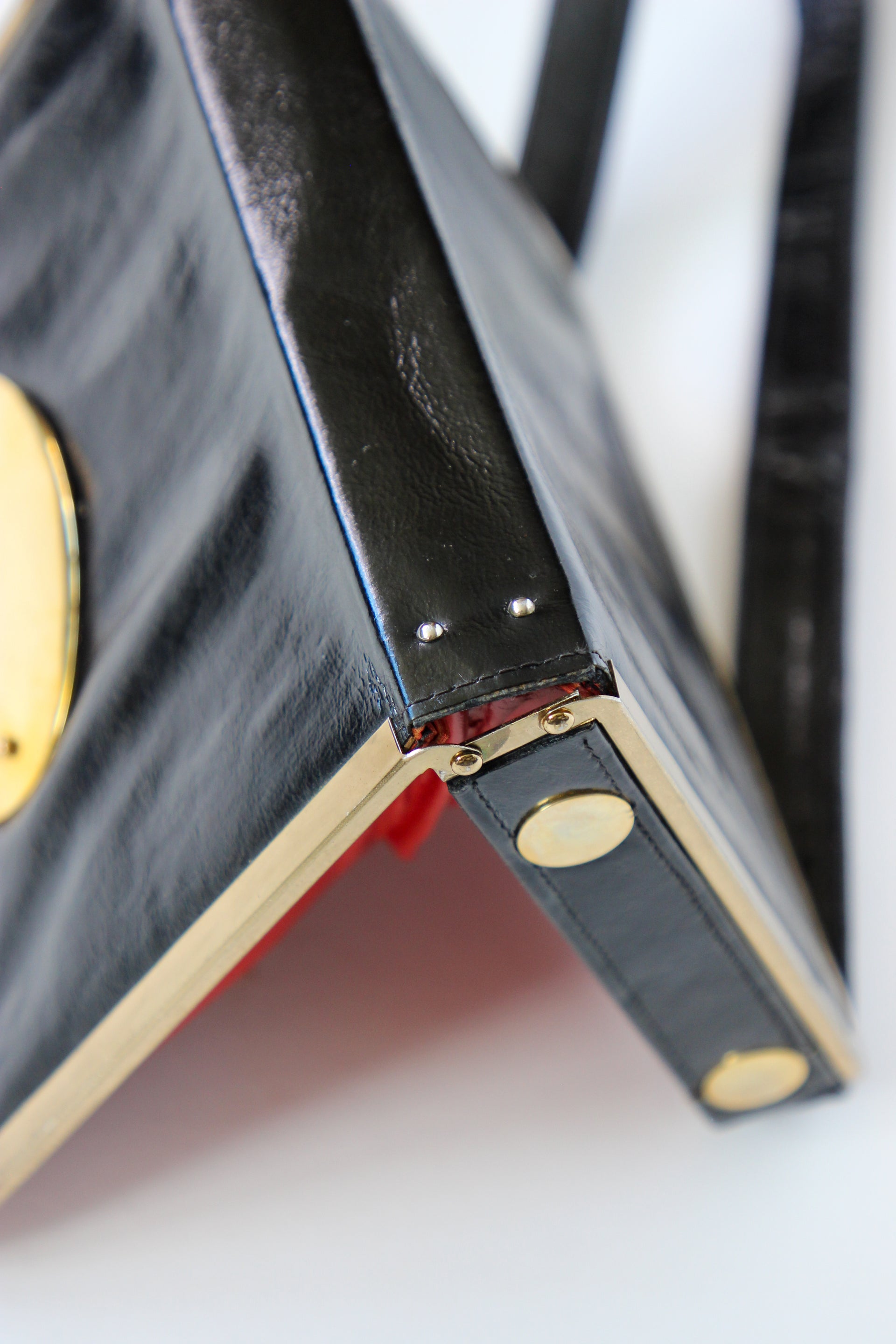 1960s Black Leather Shoulder Bag//Danish Design