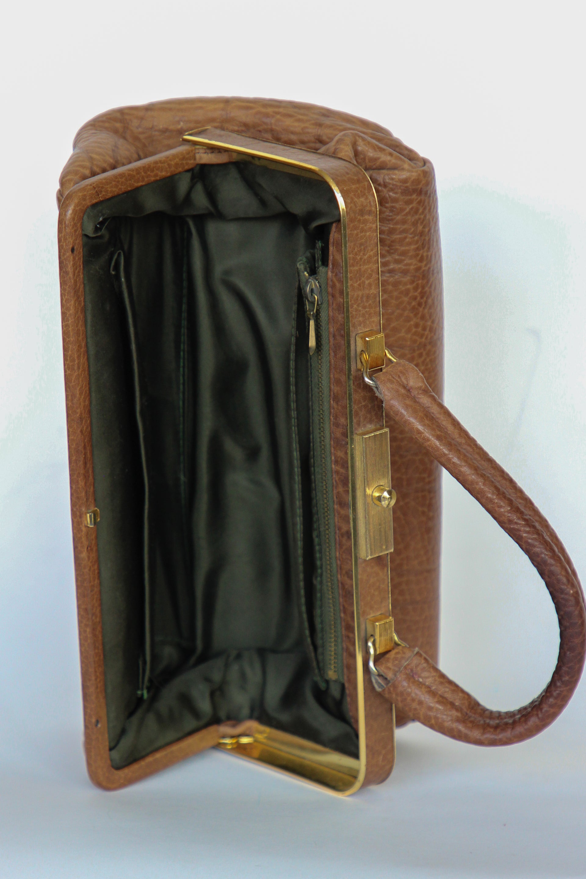 1960s Leather Top Handle Bag // Midwife Style Bag