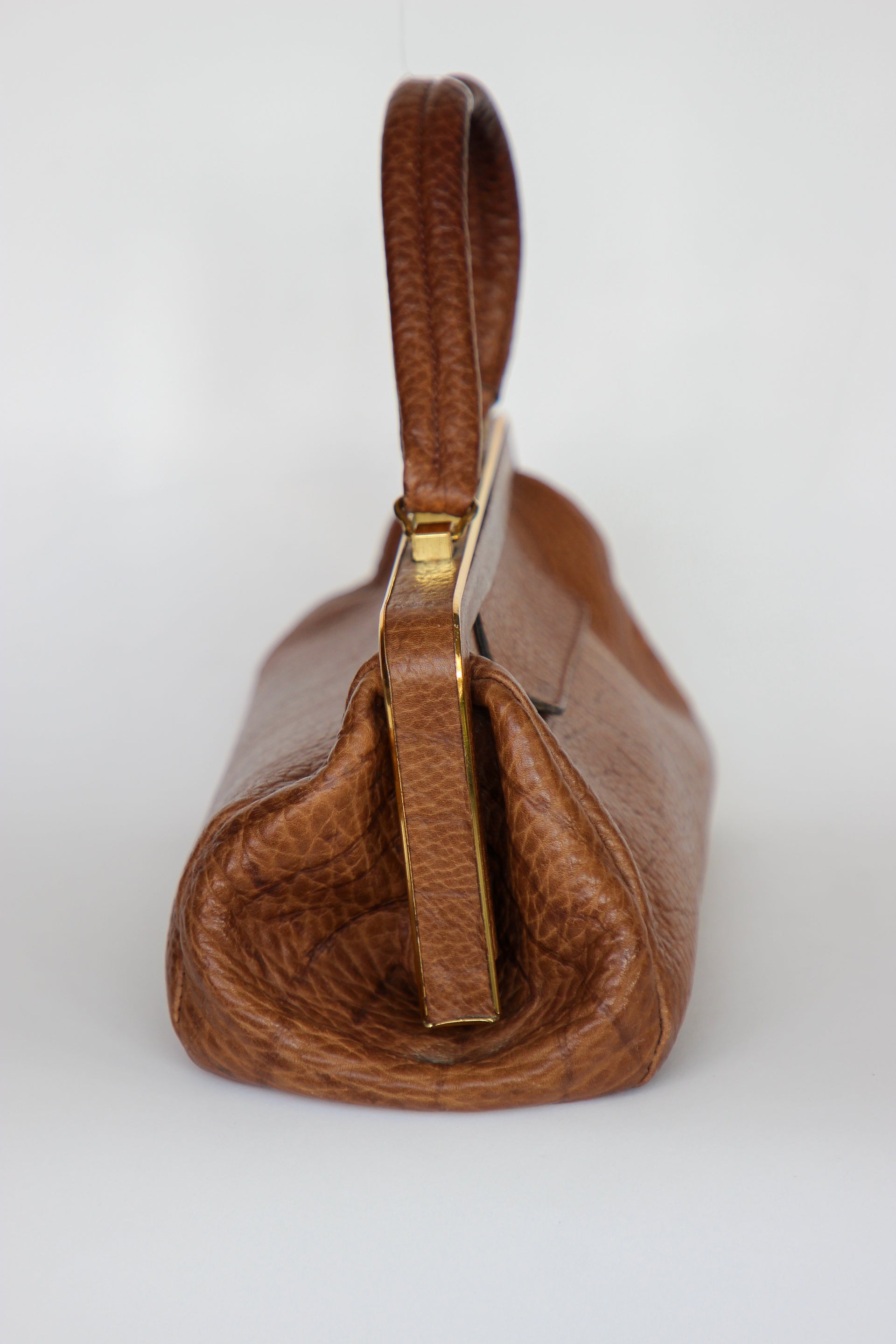1960s Leather Top Handle Bag // Midwife Style Bag