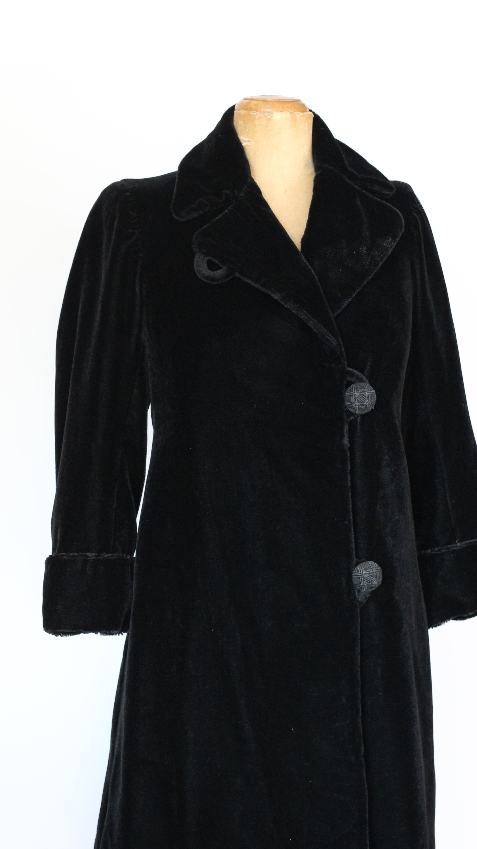 1920s Black Faux Furs Coat//Size M