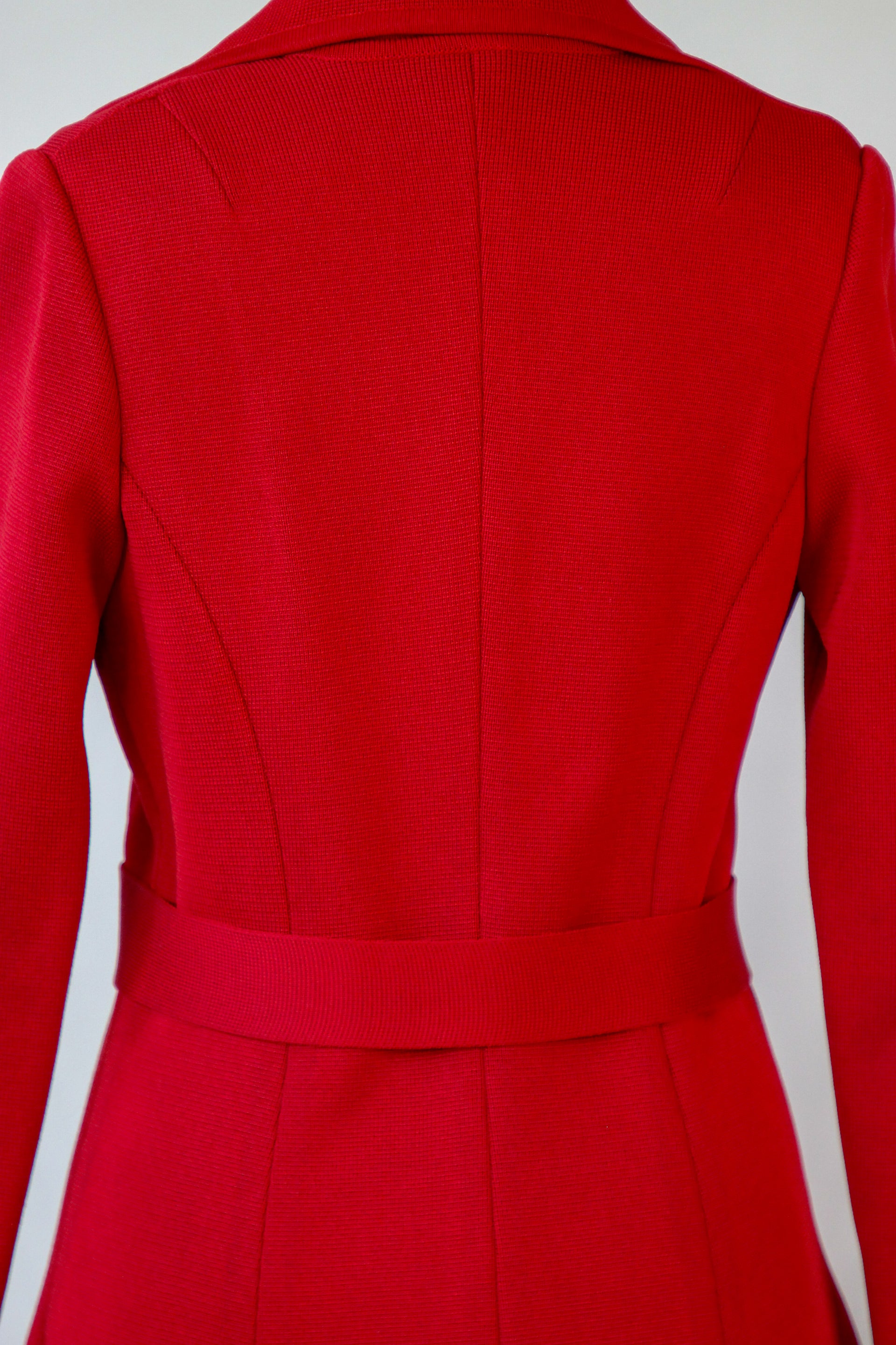 1960s 1970s Red Knit Wool Mod/Trench Coat // Size M