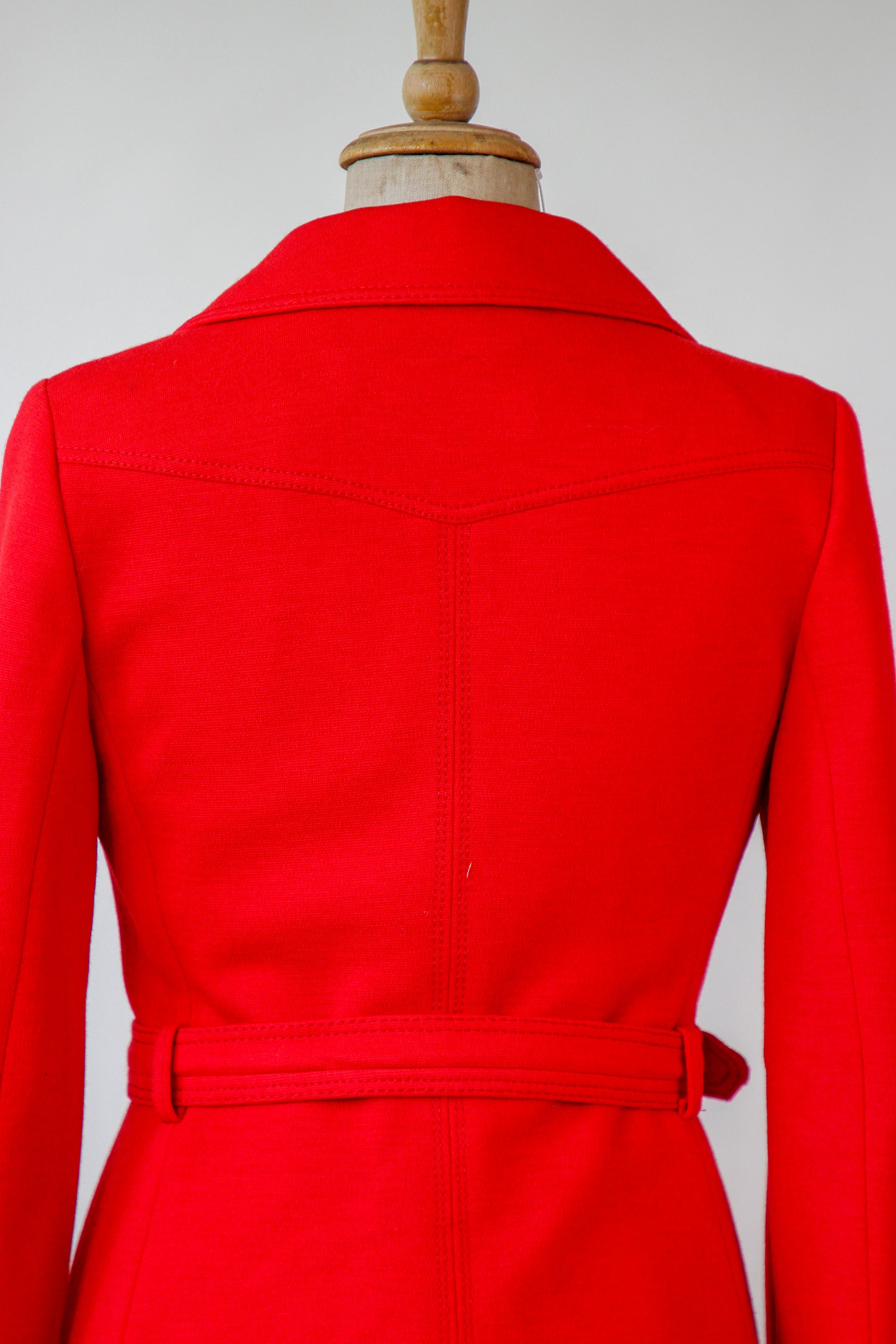 1960s 1970s Vintage Bright Red Wool Skirt Suit // Size S